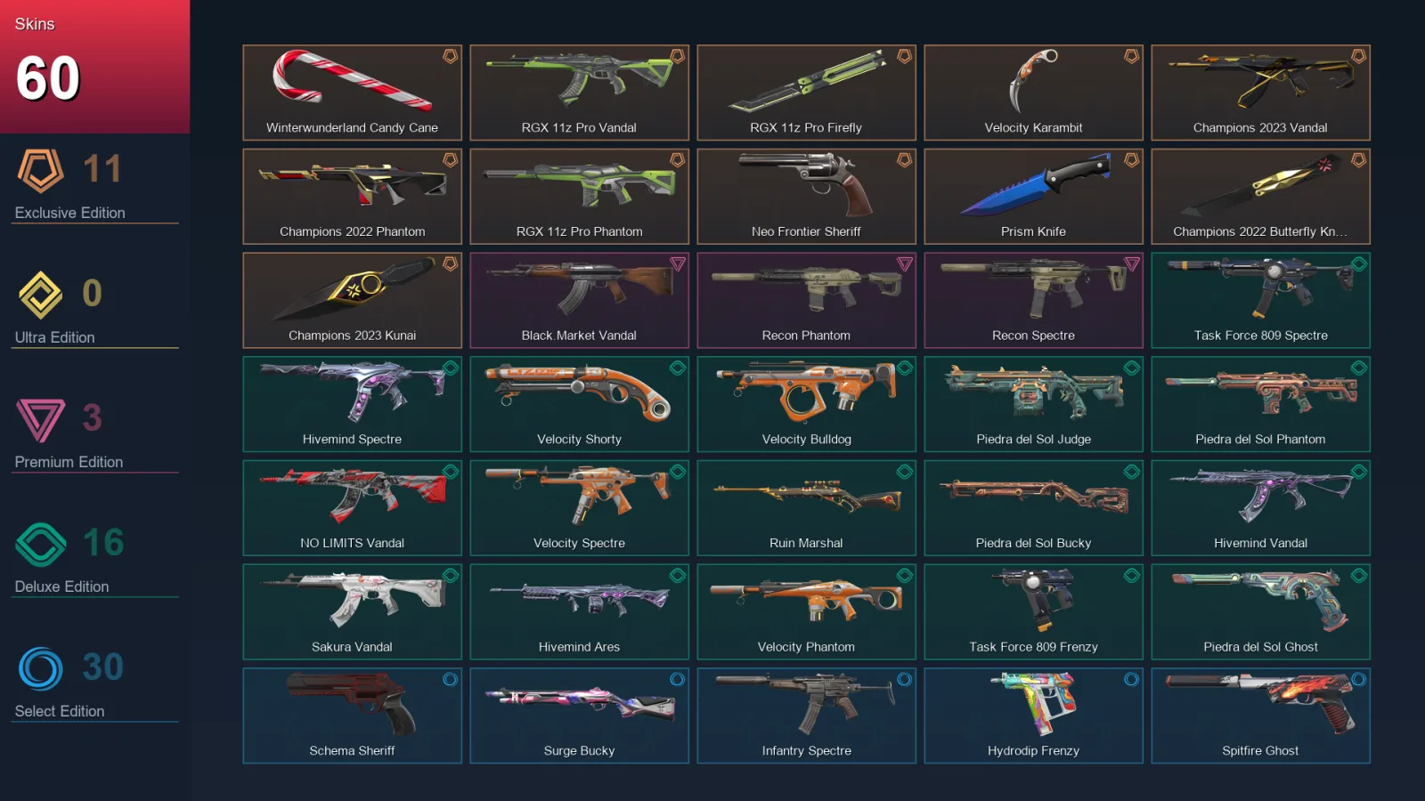 AP | Lv70 | Unranked | 60 Skin | 23 Agent | 61 Buddy — Valorant account