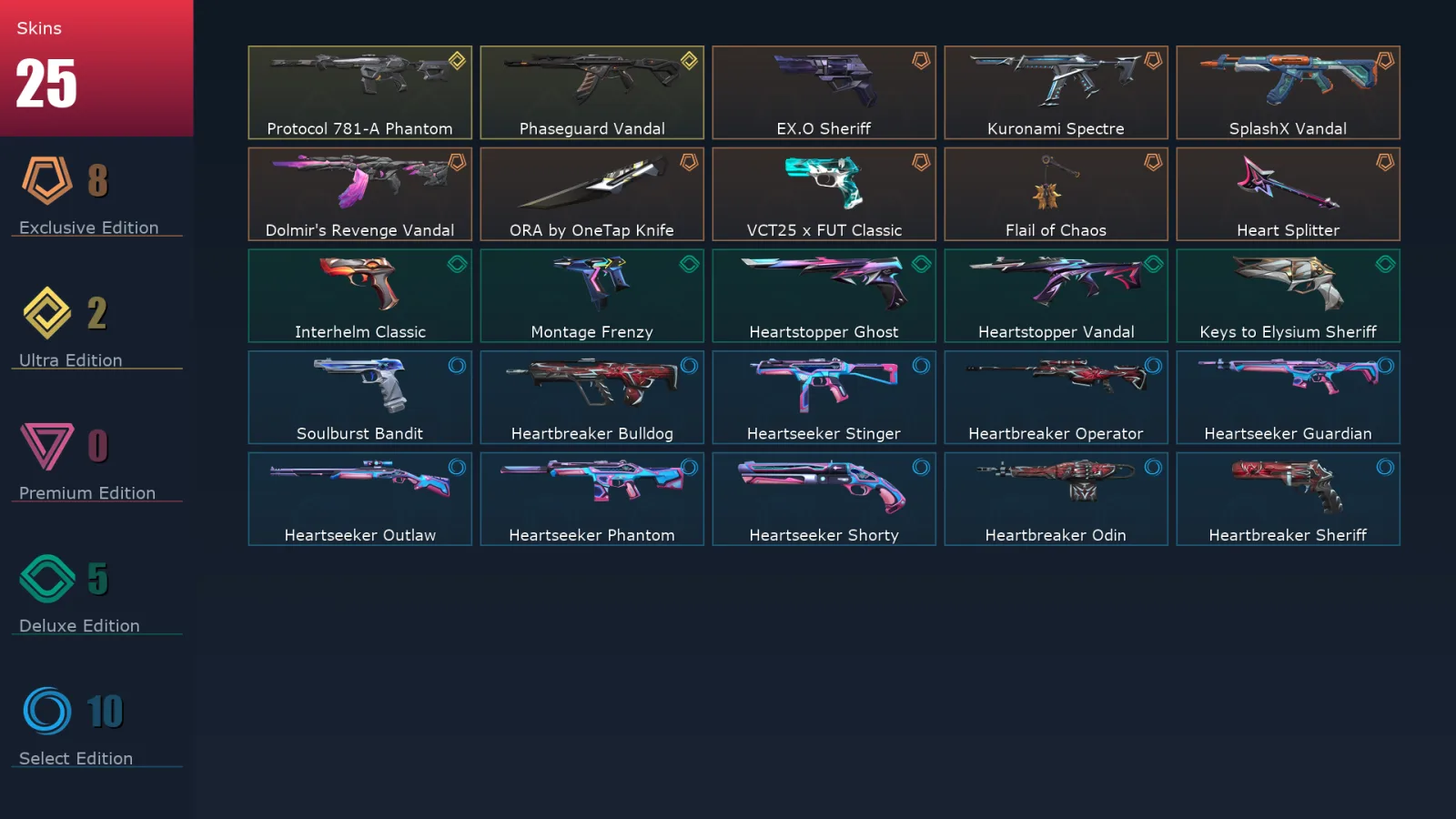 [Valorant] | EU | Level 105 | 24 Agents | 25 Skins