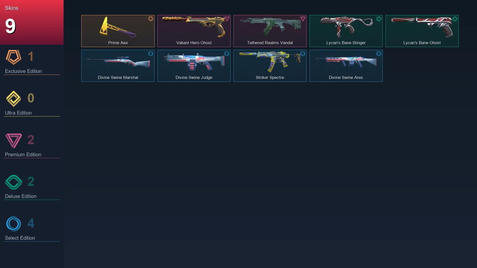 EU | Lv24 | Unranked | 9 Skin | 9 Agent | 12 Buddy
