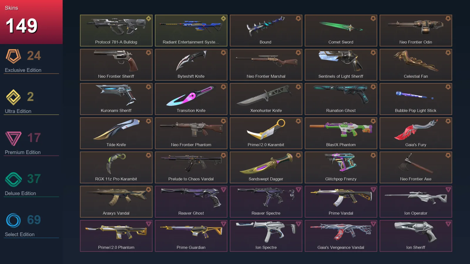BR | Lv184 | Unranked | 149 Skin | 27 Agent | 129 Buddy