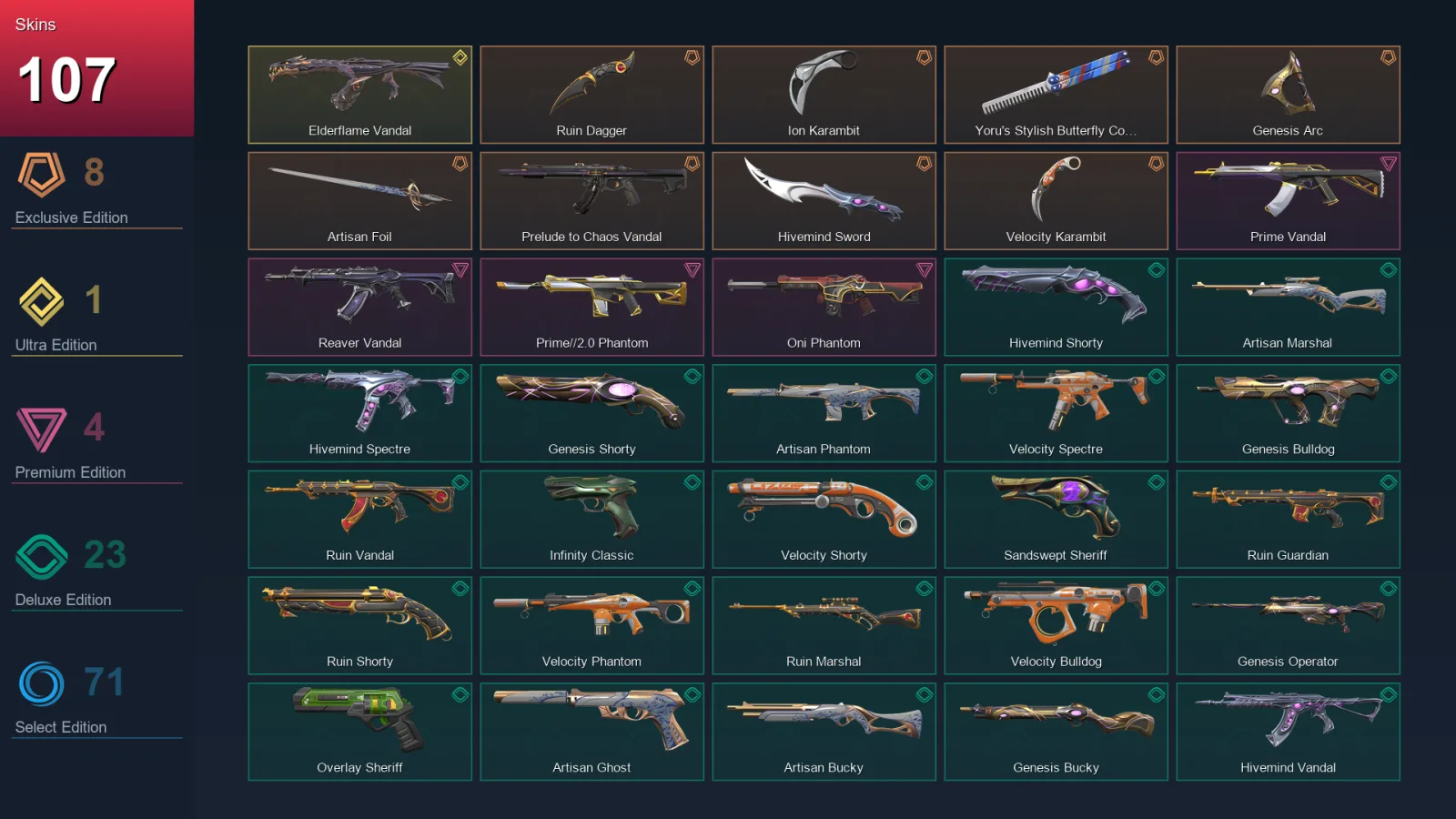 EU | Lv417 | Unranked | 107 Skin | 28 Agent | 167 Buddy