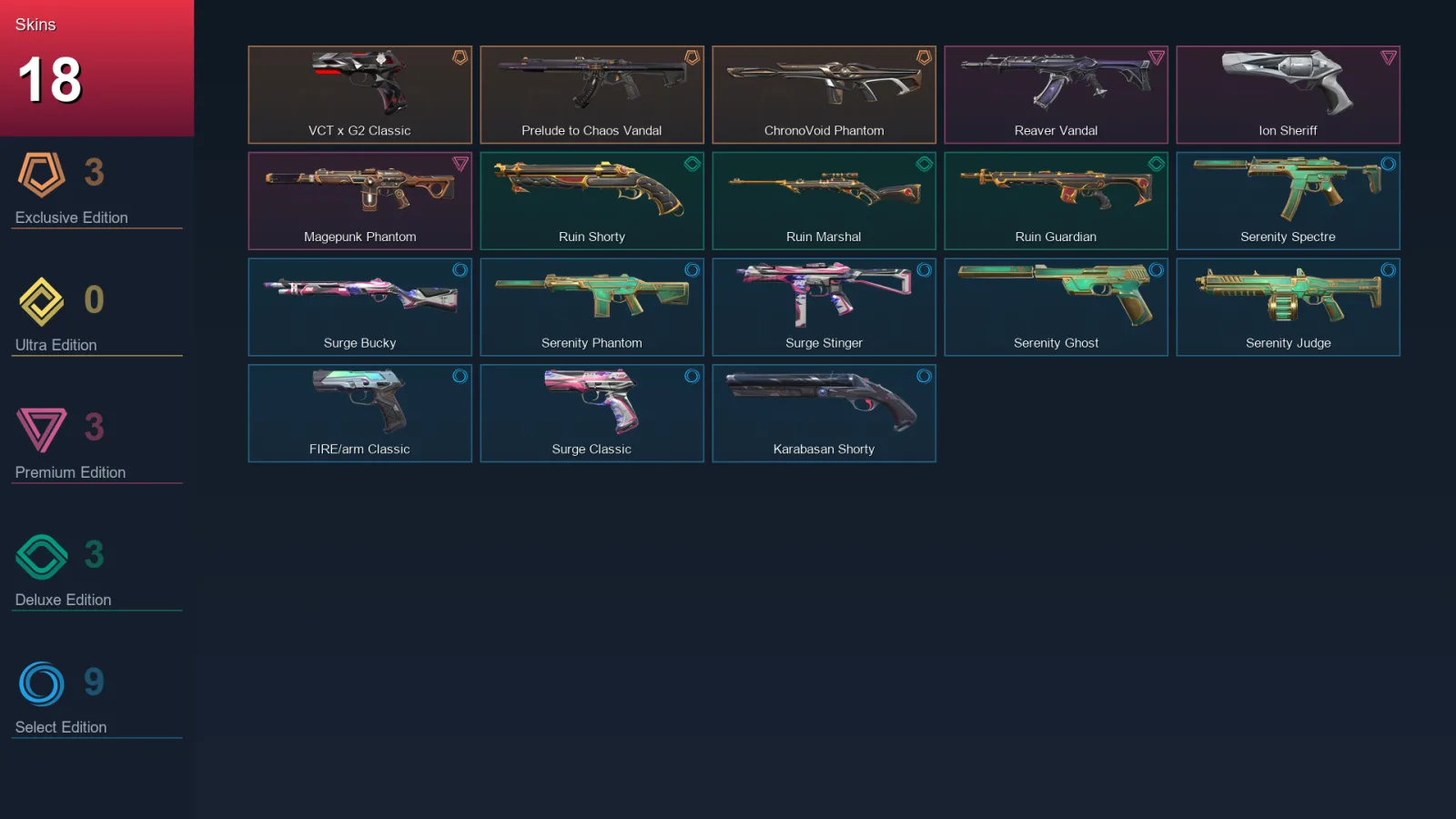 EU | Lv71 | Unranked | 18 Skin | 17 Agent | 51 Buddy