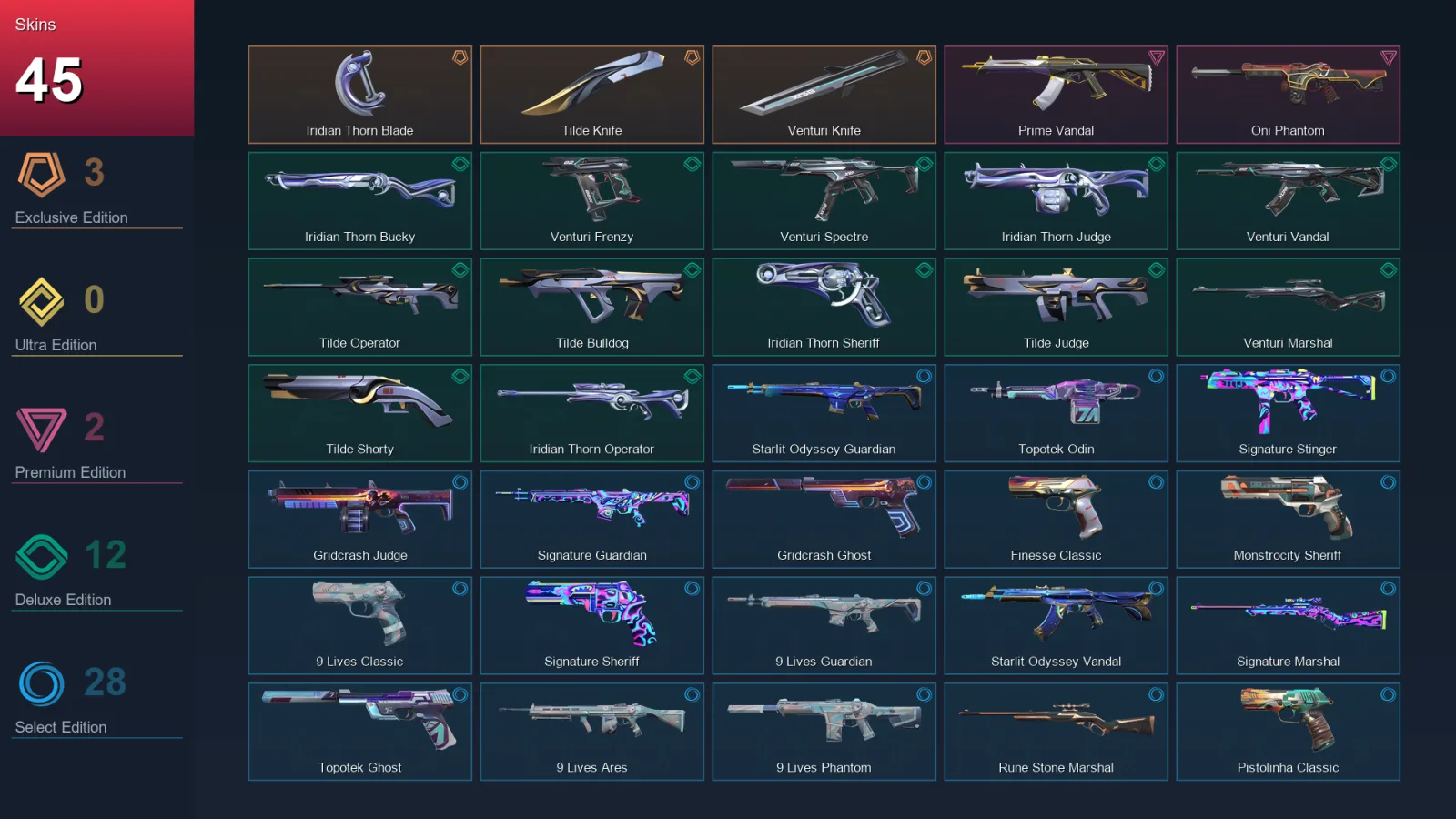 AP | Lv134 | Unranked | 45 Skin | 23 Agent | 49 Buddy