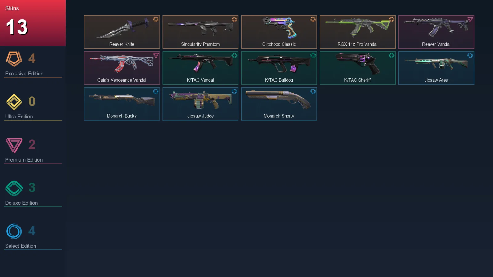 NA | Lv50 | Unranked | 13 Skin | 16 Agent | 24 Buddy