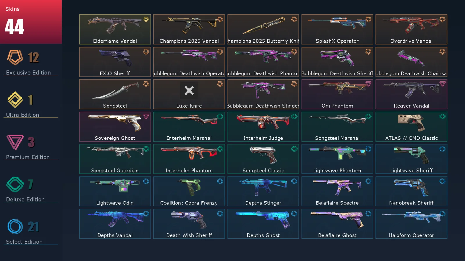 [Valorant] | EU | Level 134 | 28 Agents | 44 Skins
