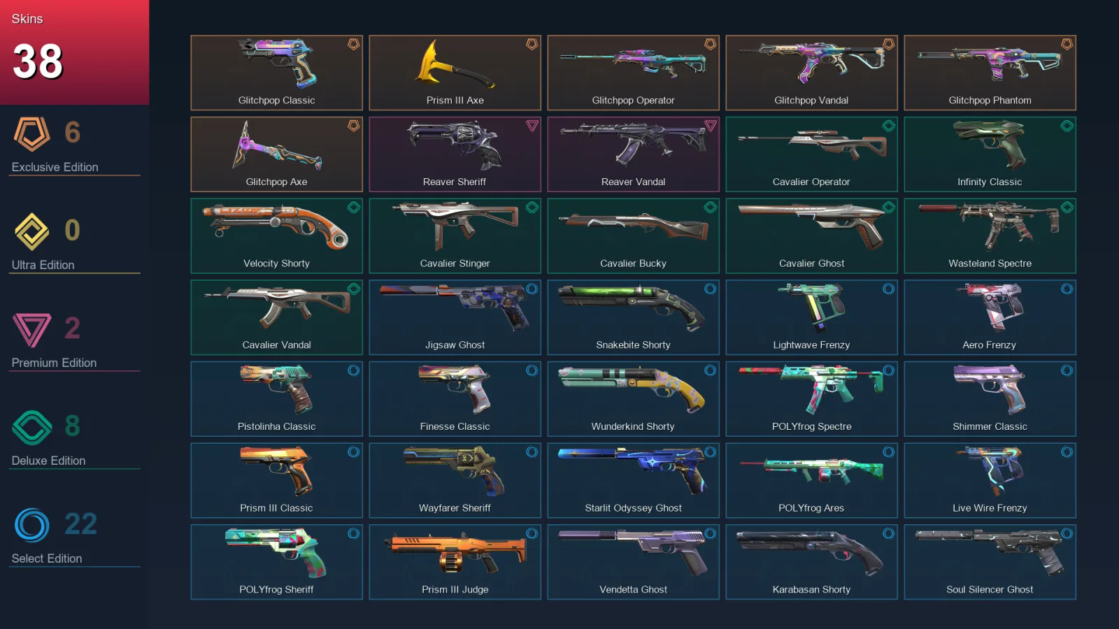 EU | Lv160 | Unranked | 38 Skin | 21 Agent | 72 Buddy