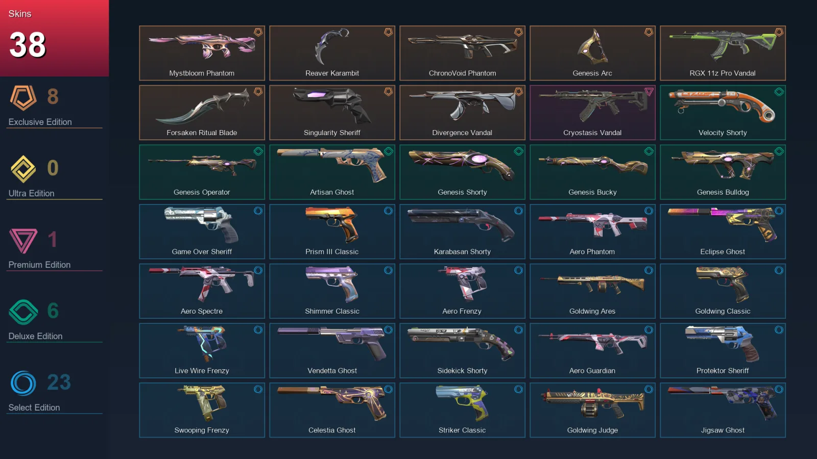 AP | Lv245 | Unranked | 38 Skin | 28 Agent | 90 Buddy