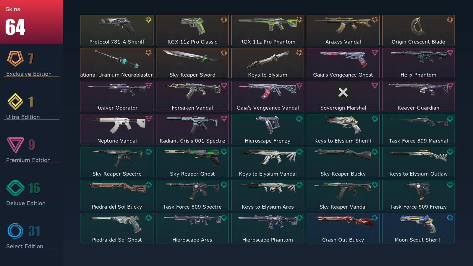[Valorant] | EU | Level 89 | Diamond 1 | 23 Agents | 64 Skins