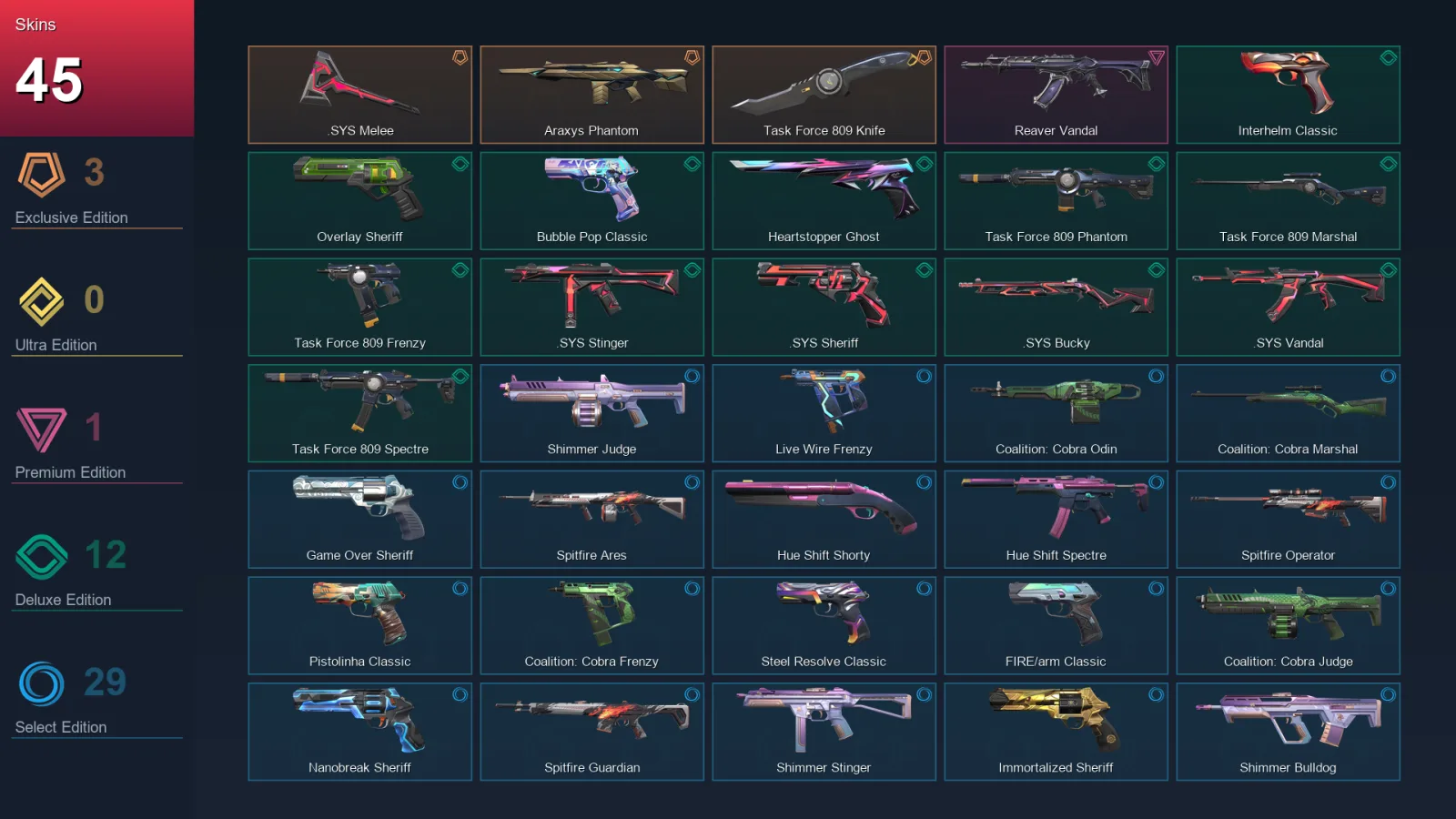 AP | Lv248 | Unranked | 45 Skin | 28 Agent | 109 Buddy