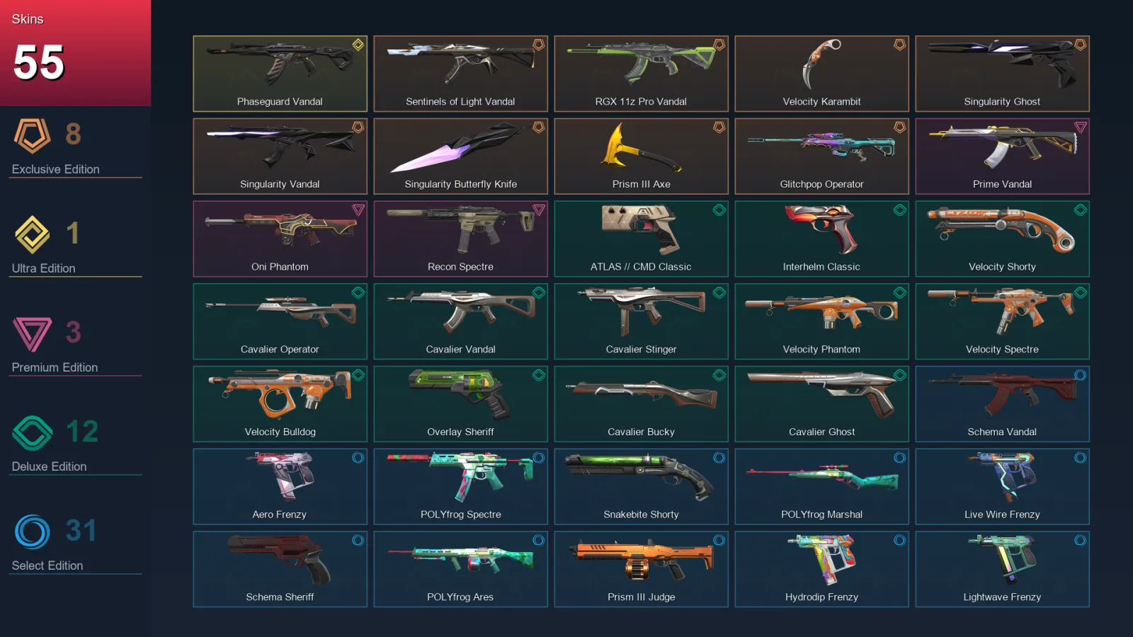 NA | Lv306 | Unranked | 55 Skin | 28 Agent | 130 Buddy