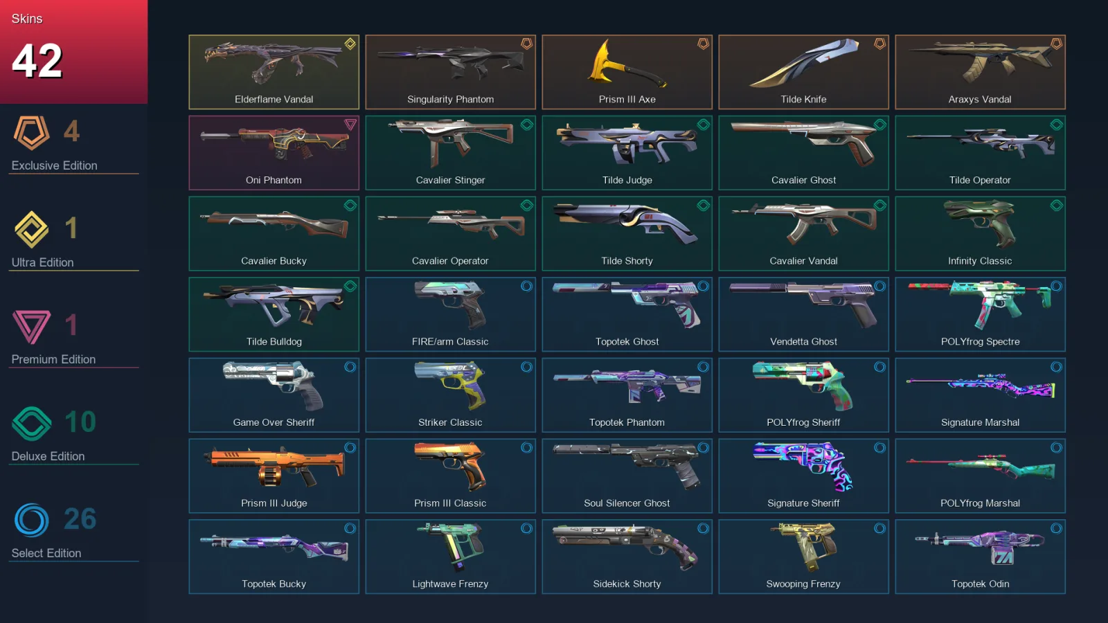EU | Lv188 | Unranked | 42 Skin | 28 Agent | 107 Buddy — Valorant account