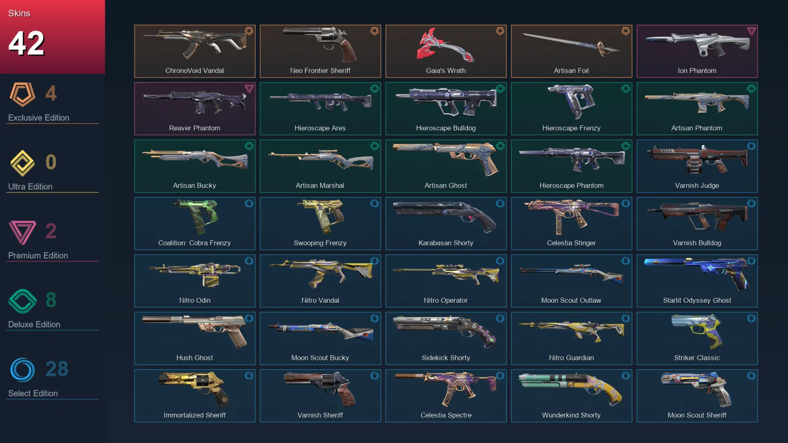 LA | Lv260 | Unranked | 42 Skin | 27 Agent | 105 Buddy