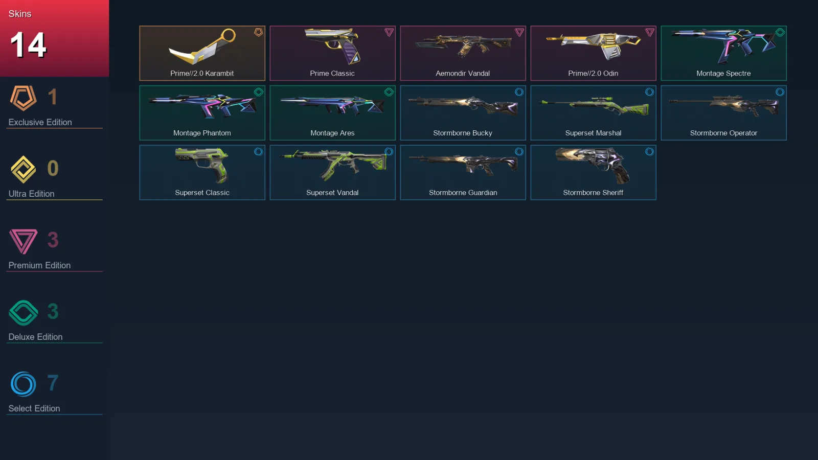 EU | Lv25 | Bronze III | 14 Skin | 8 Agent | 12 Buddy