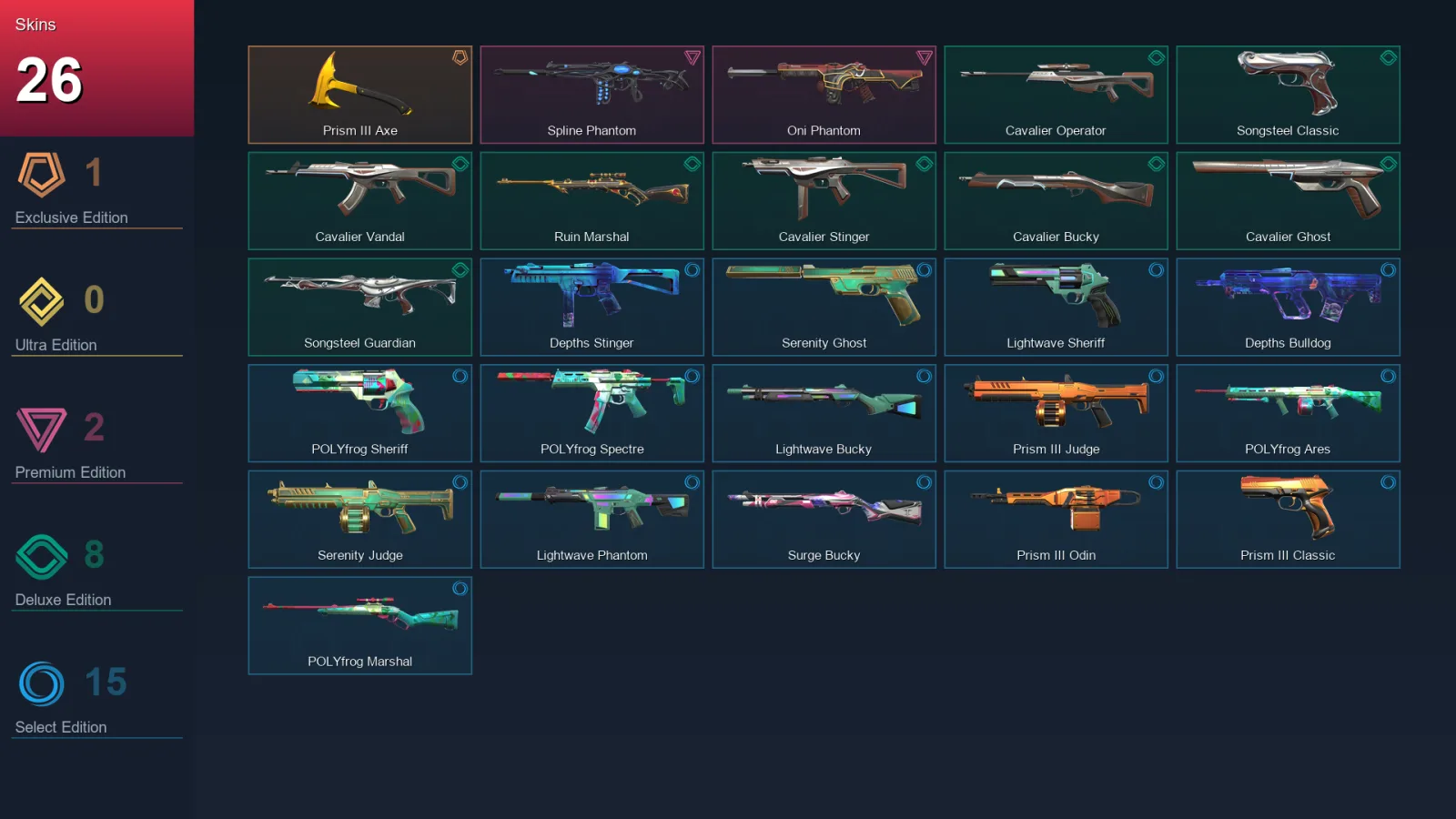 EU | Lv27 | Unranked | 26 Skin | 15 Agent | 20 Buddy
