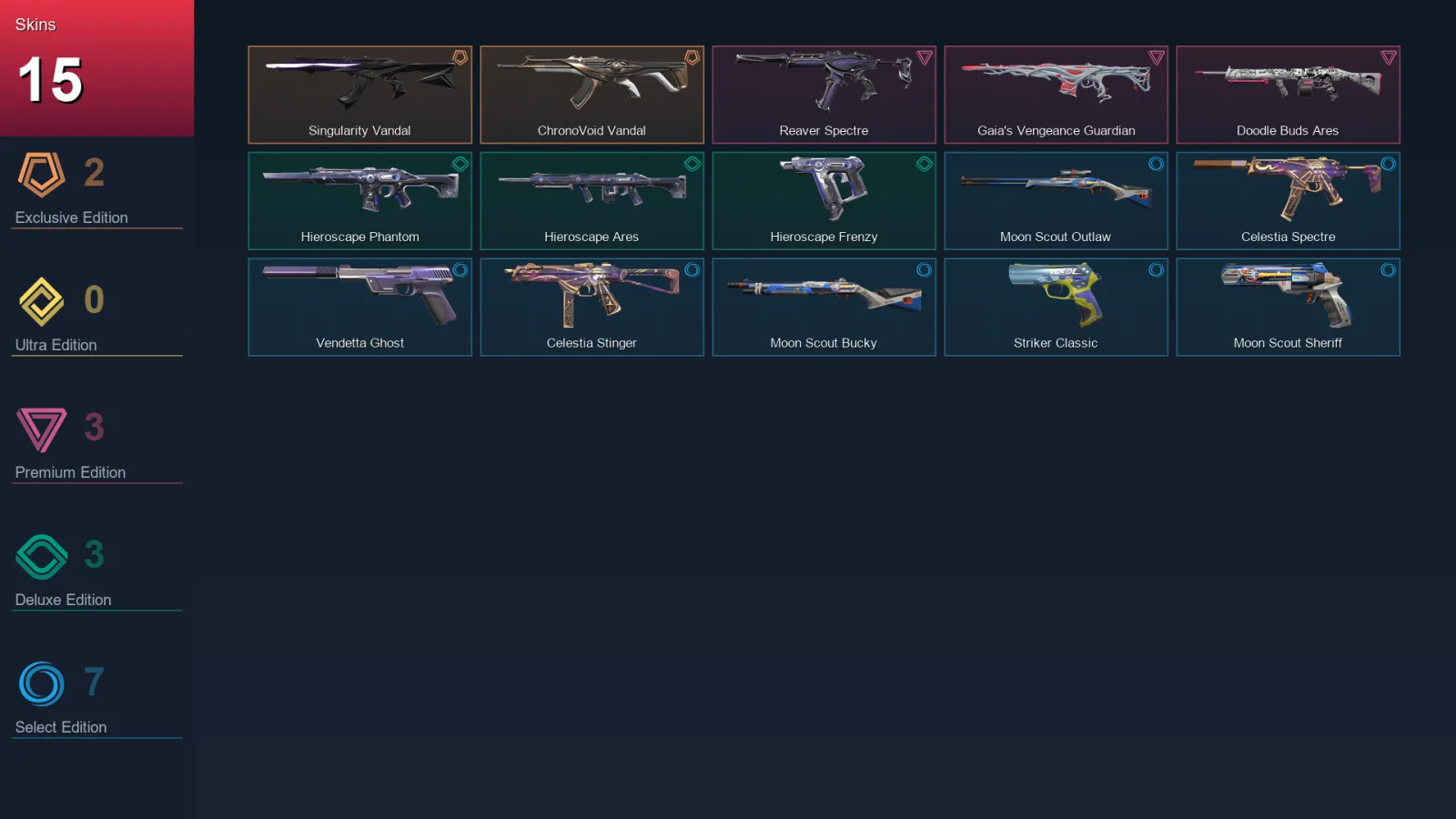 AP | Lv43 | Unranked | 15 Skin | 11 Agent | 19 Buddy