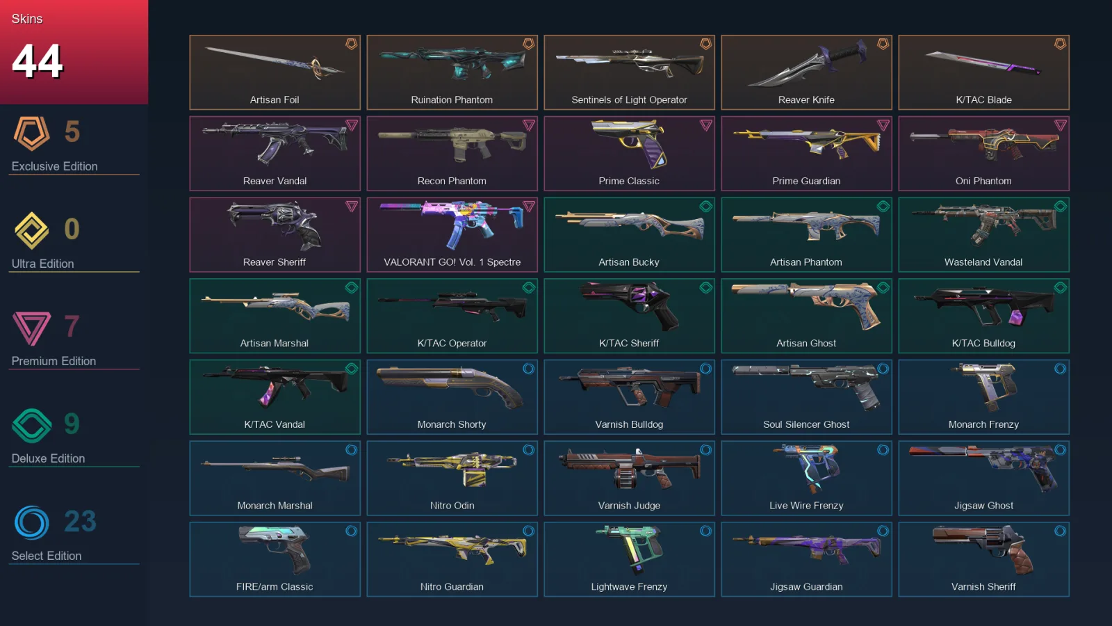 AP | Lv152 | Unranked | 44 Skin | 19 Agent | 56 Buddy