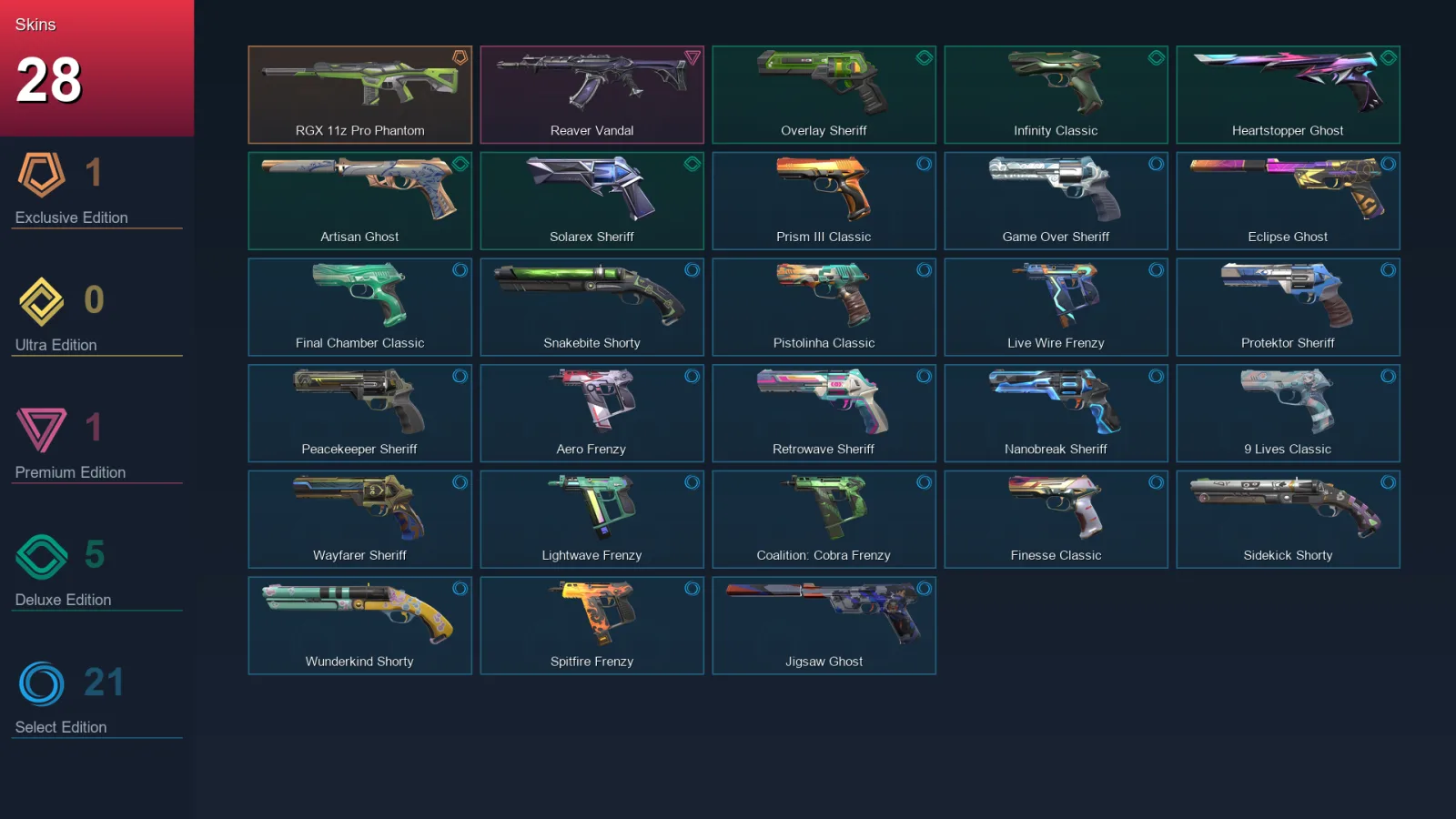 AP | Lv389 | Unranked | 28 Skin | 28 Agent | 106 Buddy