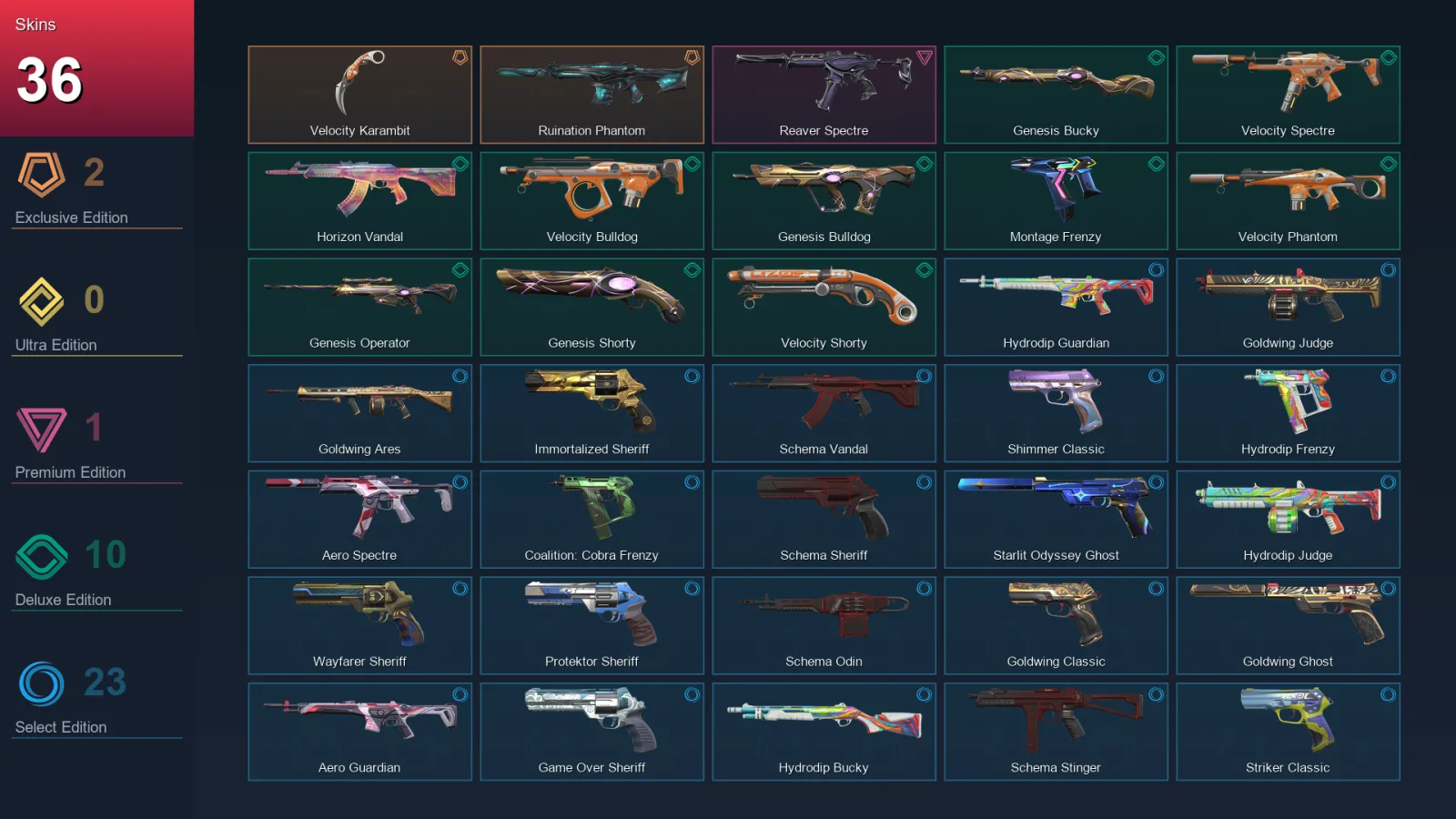AP | Lv177 | Unranked | 36 Skin | 26 Agent | 69 Buddy