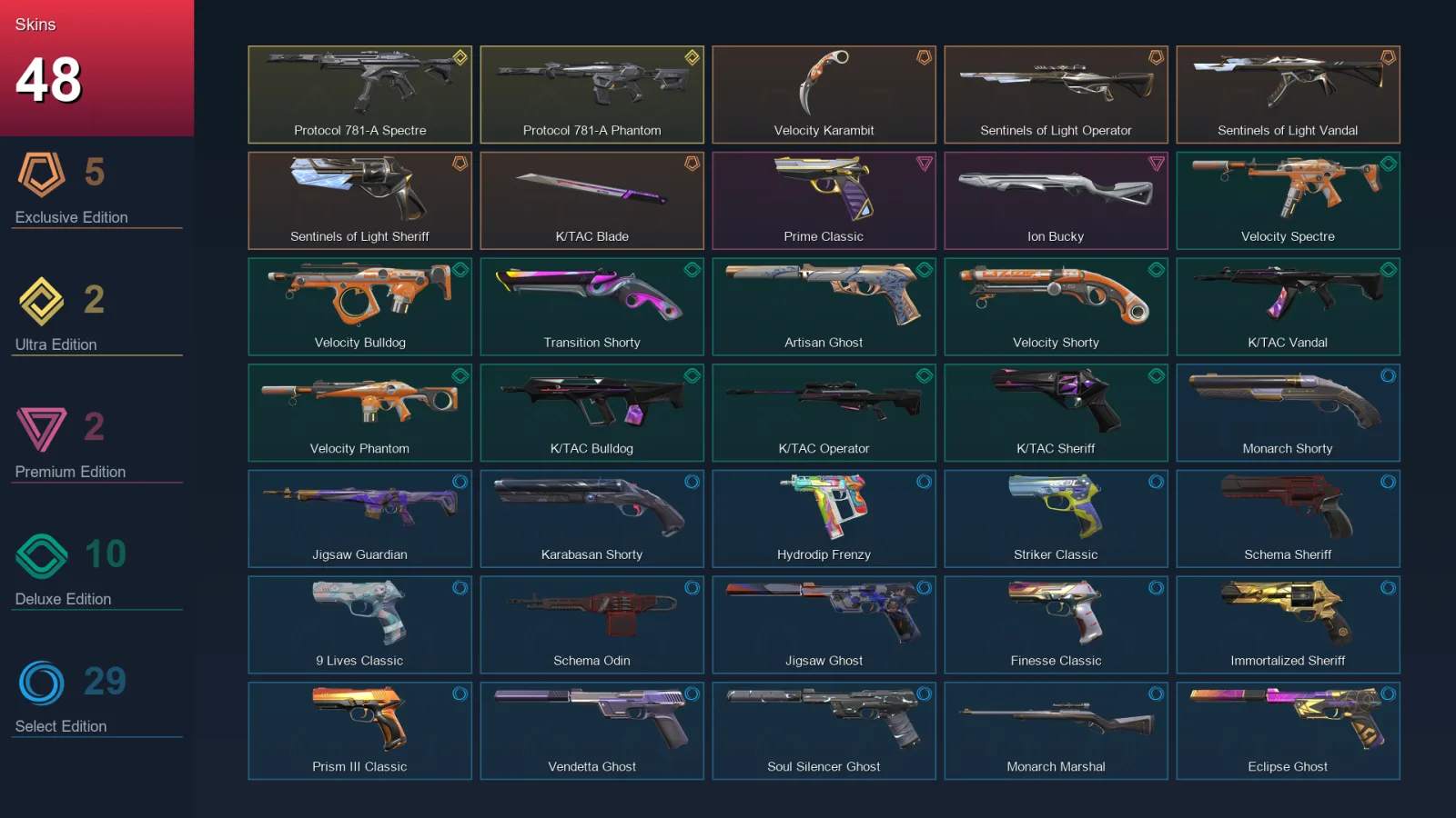 AP | Lv204 | Unranked | 48 Skin | 26 Agent | 82 Buddy — Unranked / Smurf Valorant