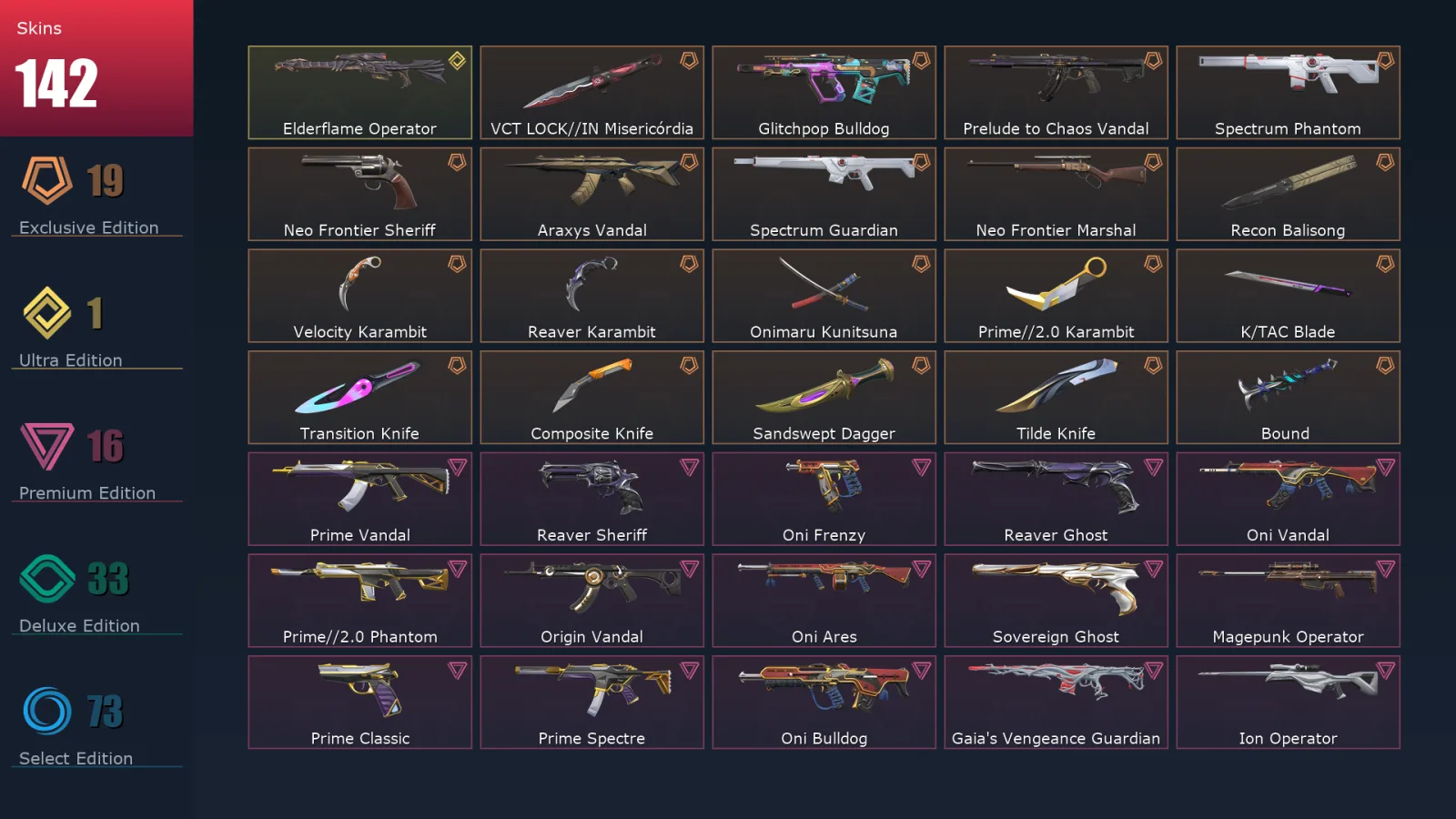 [Valorant] | EU | Level 291 | Bronze 1 | 29 Agents | 142 Skins