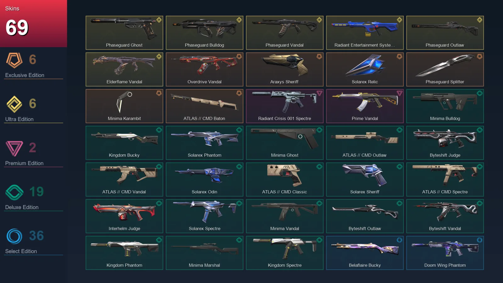 NA | Lv64 | Unranked | 69 Skin | 17 Agent | 52 Buddy
