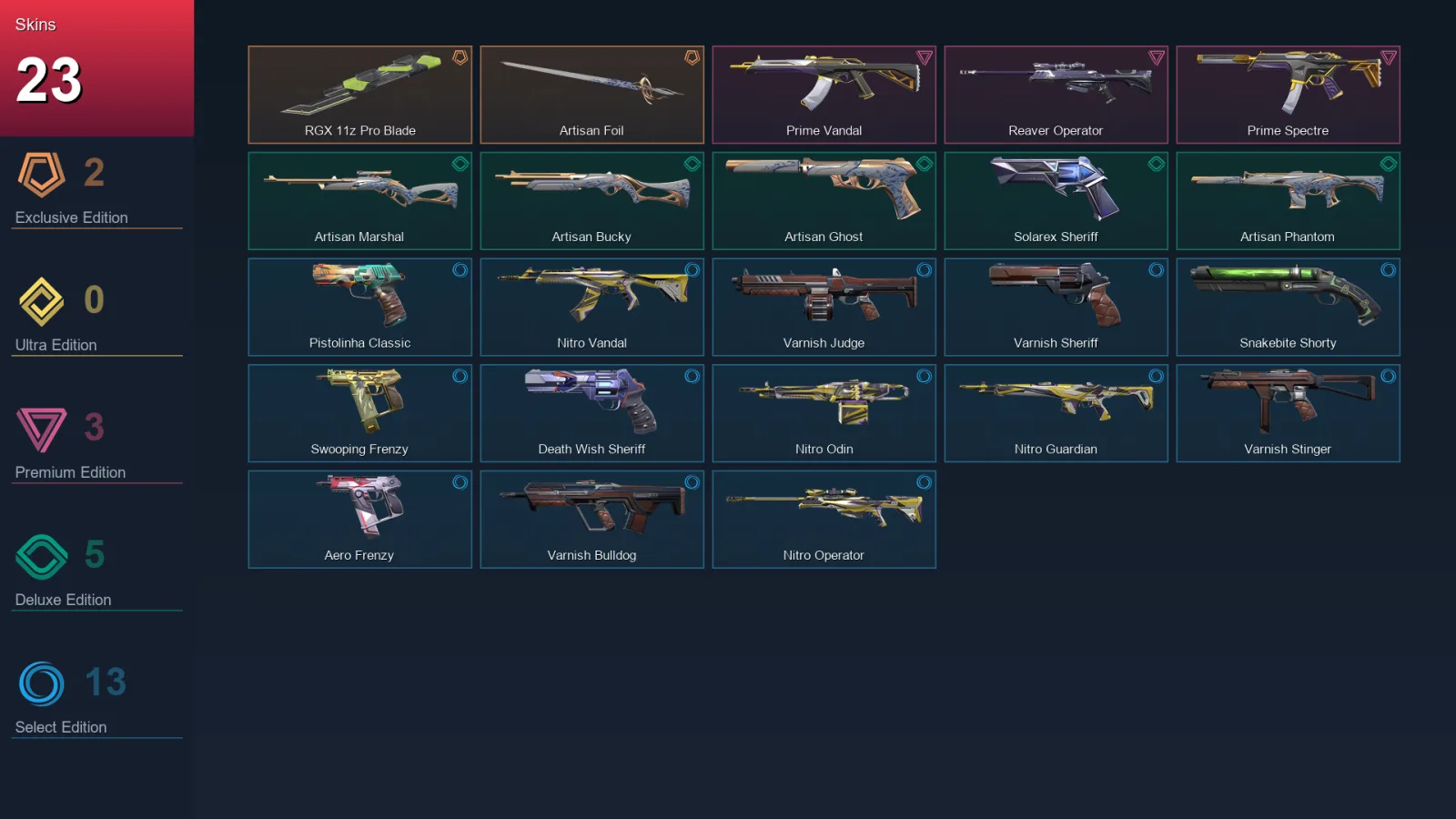 AP | Lv164 | Unranked | 23 Skin | 26 Agent | 83 Buddy