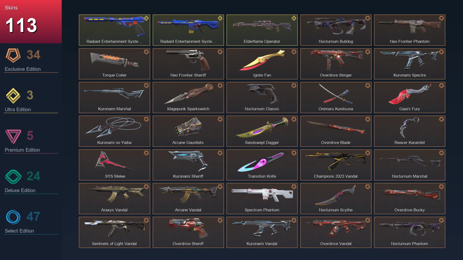 EU | Lv197 | Unranked | 113 Skin | 28 Agent | 120 Buddy — Valorant account