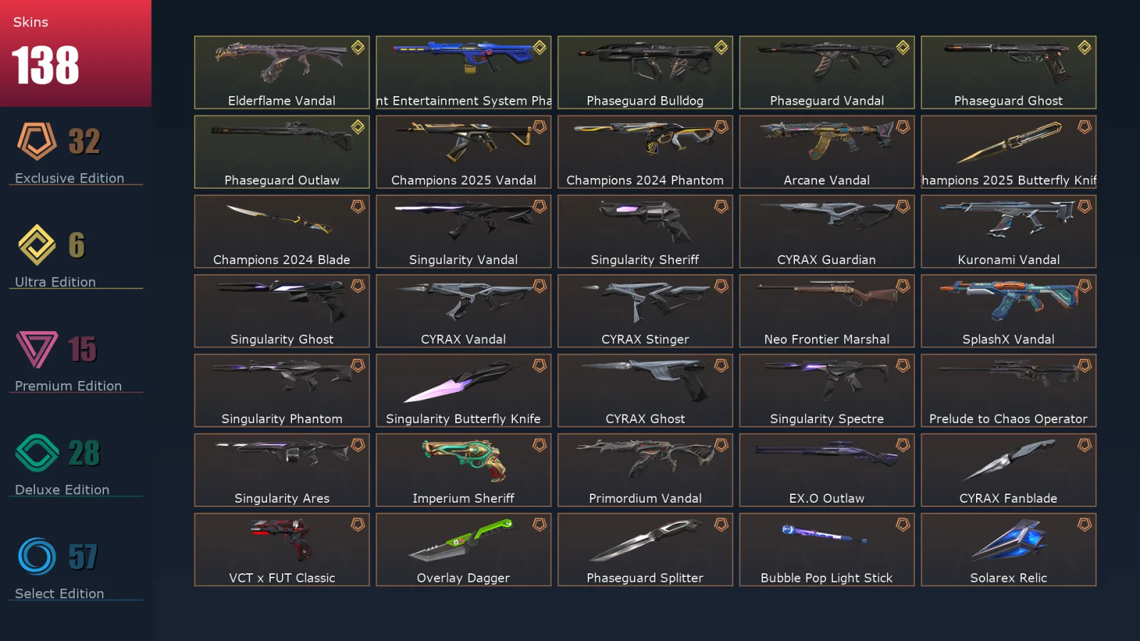 [Valorant] | EU | Level 249 | Diamond 1 | 29 Agents | 138 Skins