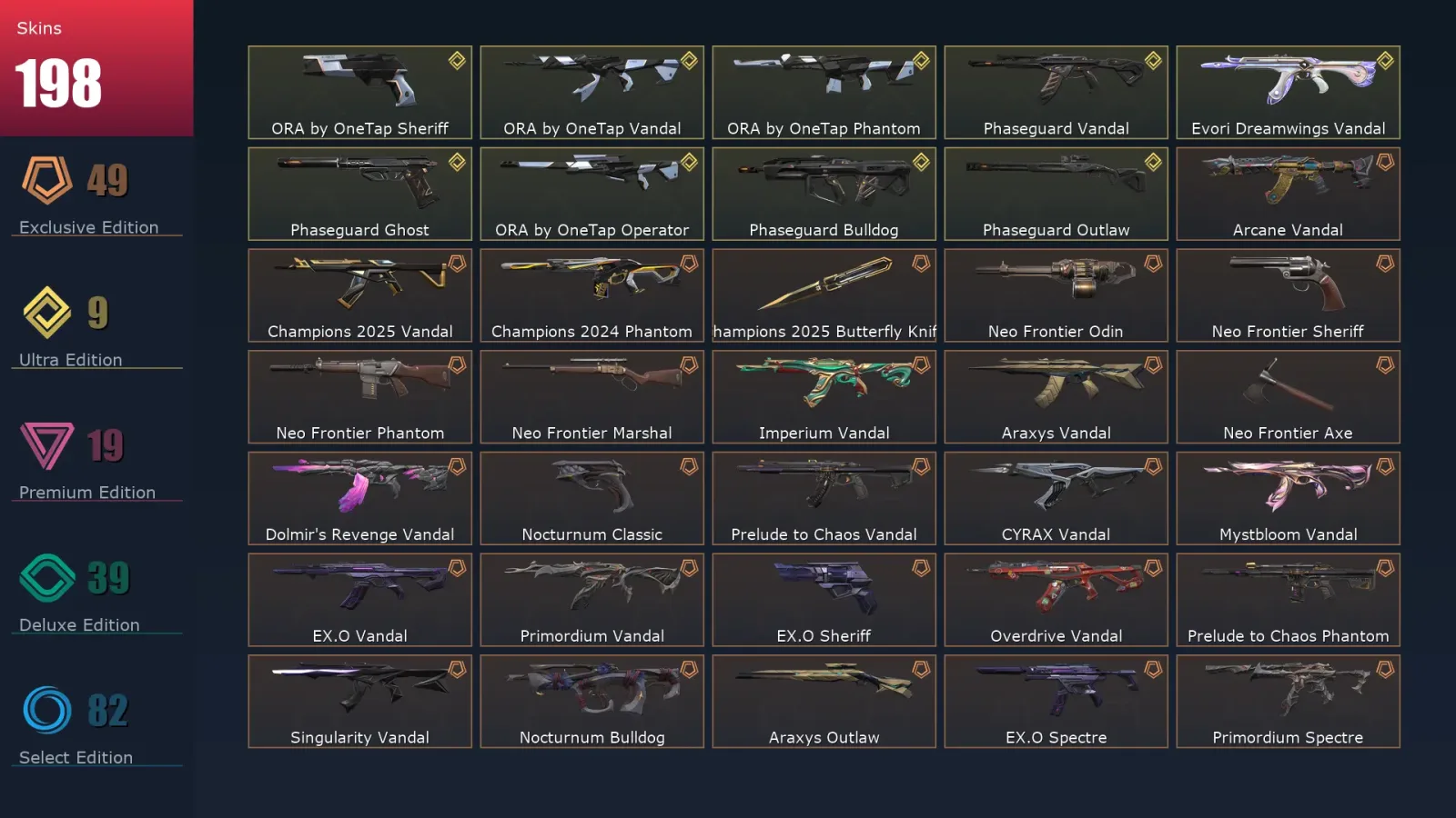 [Valorant] | EU | Level 313 | 29 Agents | 198 Skins