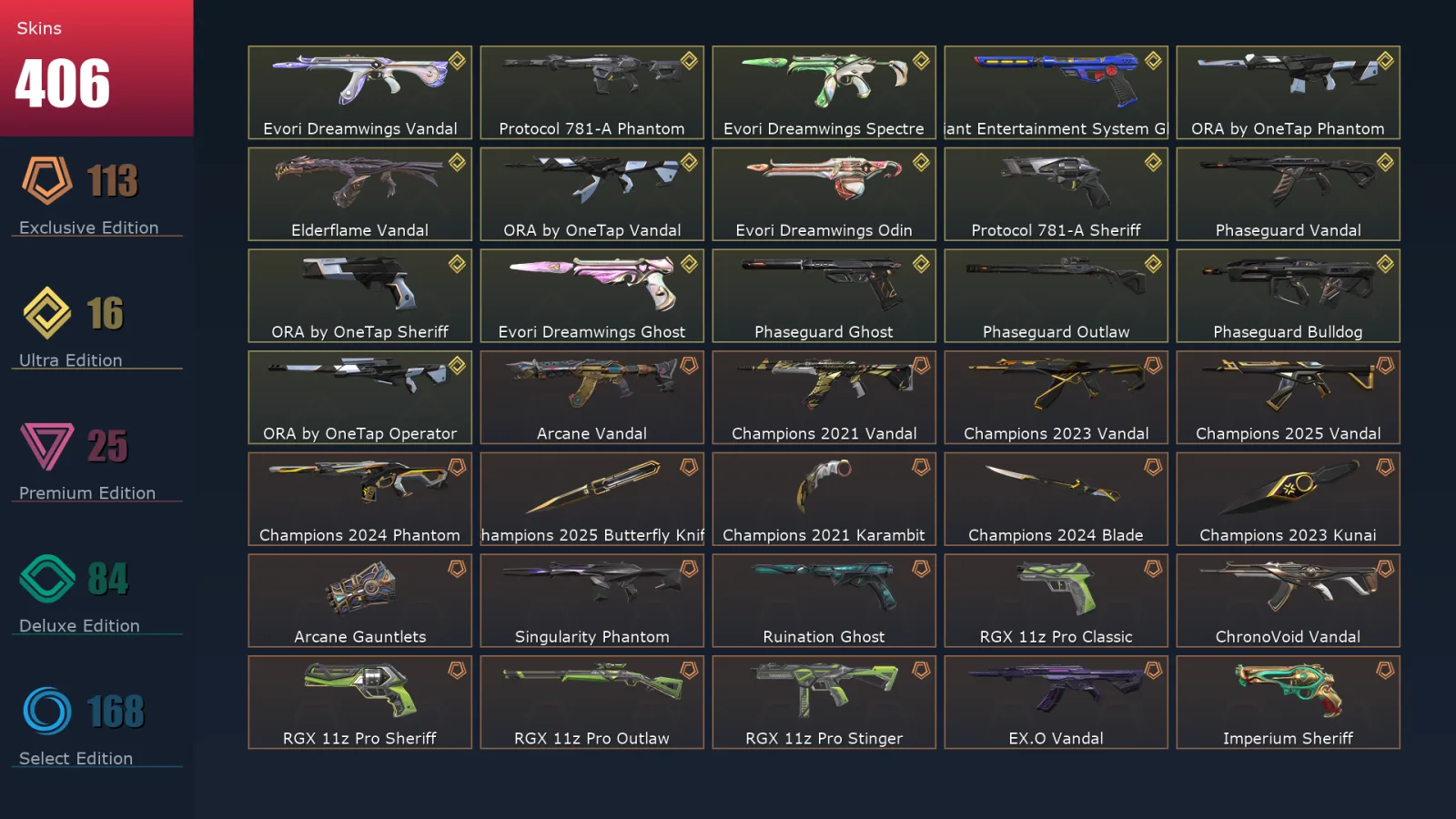 [Valorant] | EU | Level 464 | Platinum 1 | 29 Agents | 409 Skins