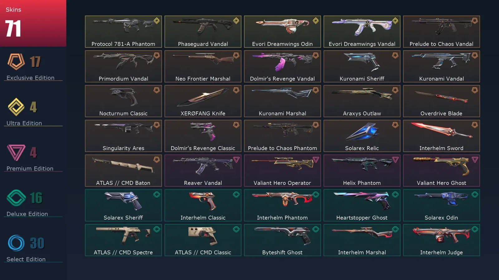 [Valorant] | EU | Level 288 | Silver 1 | 29 Agents | 71 Skins — Spellbound Bucky