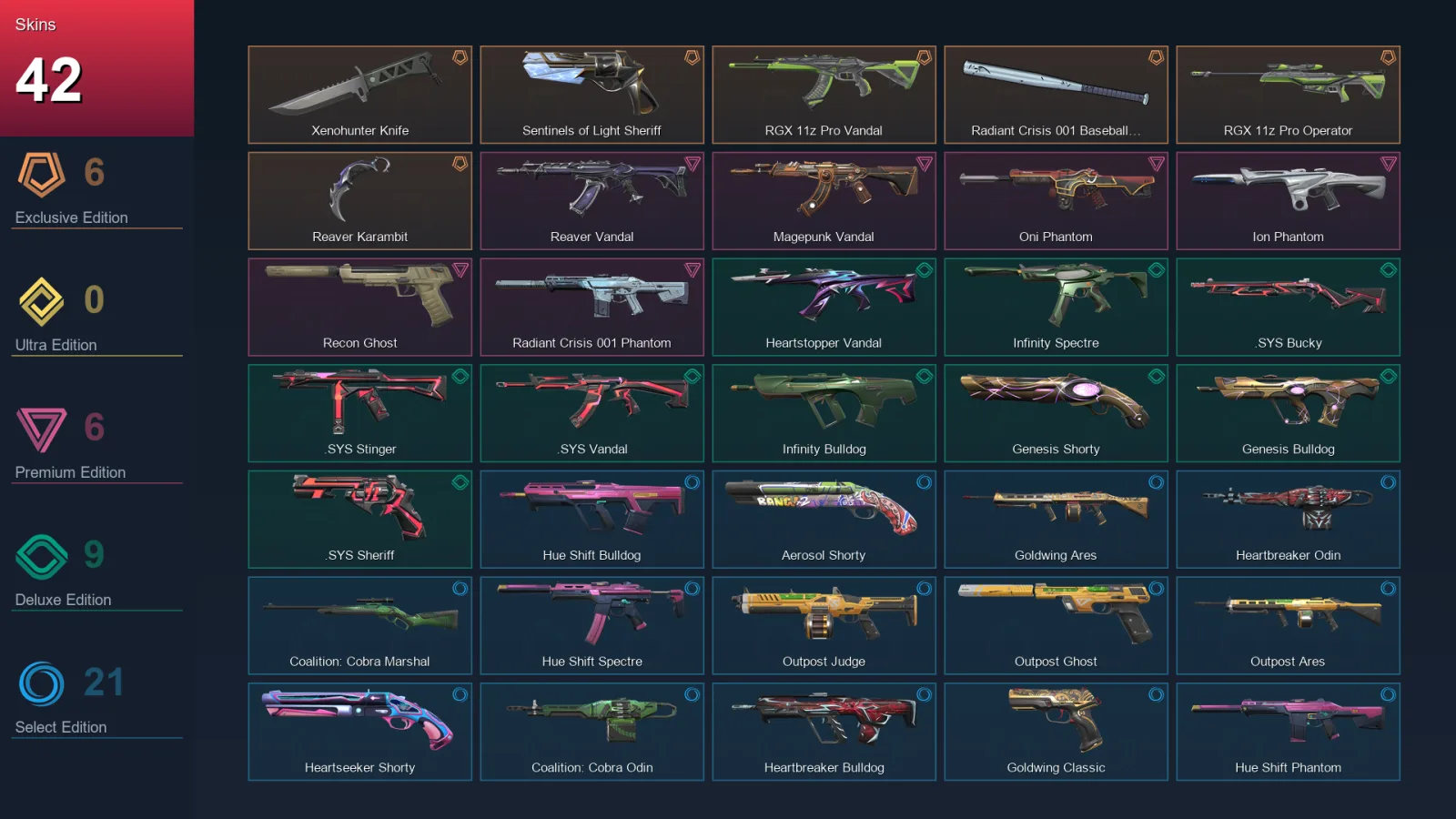 NA | Lv61 | Unranked | 42 Skin | 29 Agent | 44 Buddy