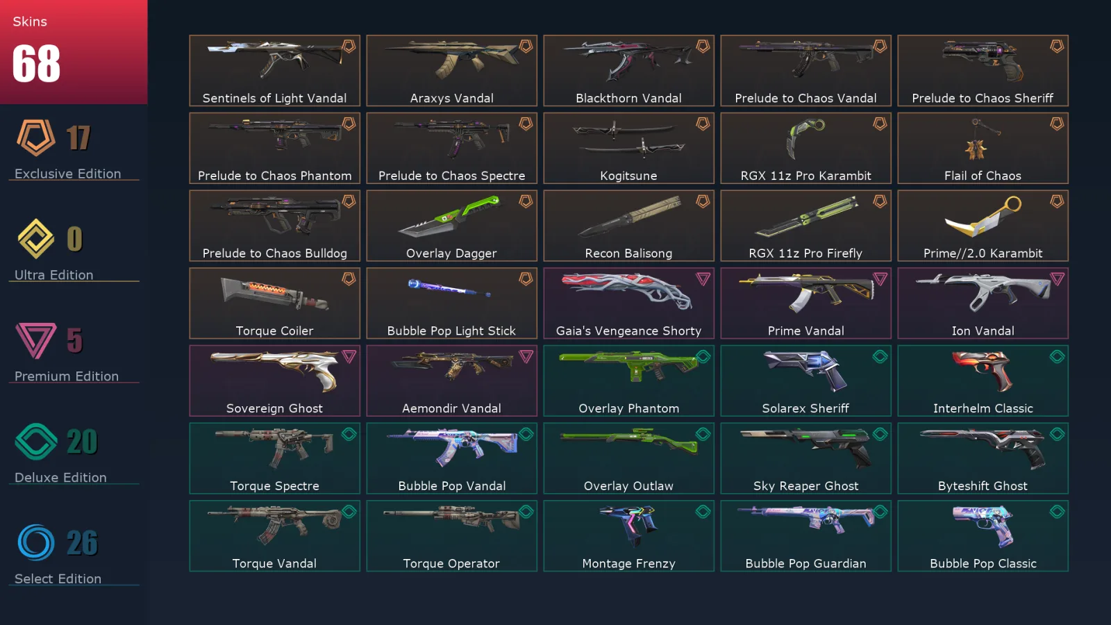 [Valorant] | EU | Level 338 | Diamond 3 | 29 Agents | 68 Skins — Valorant account