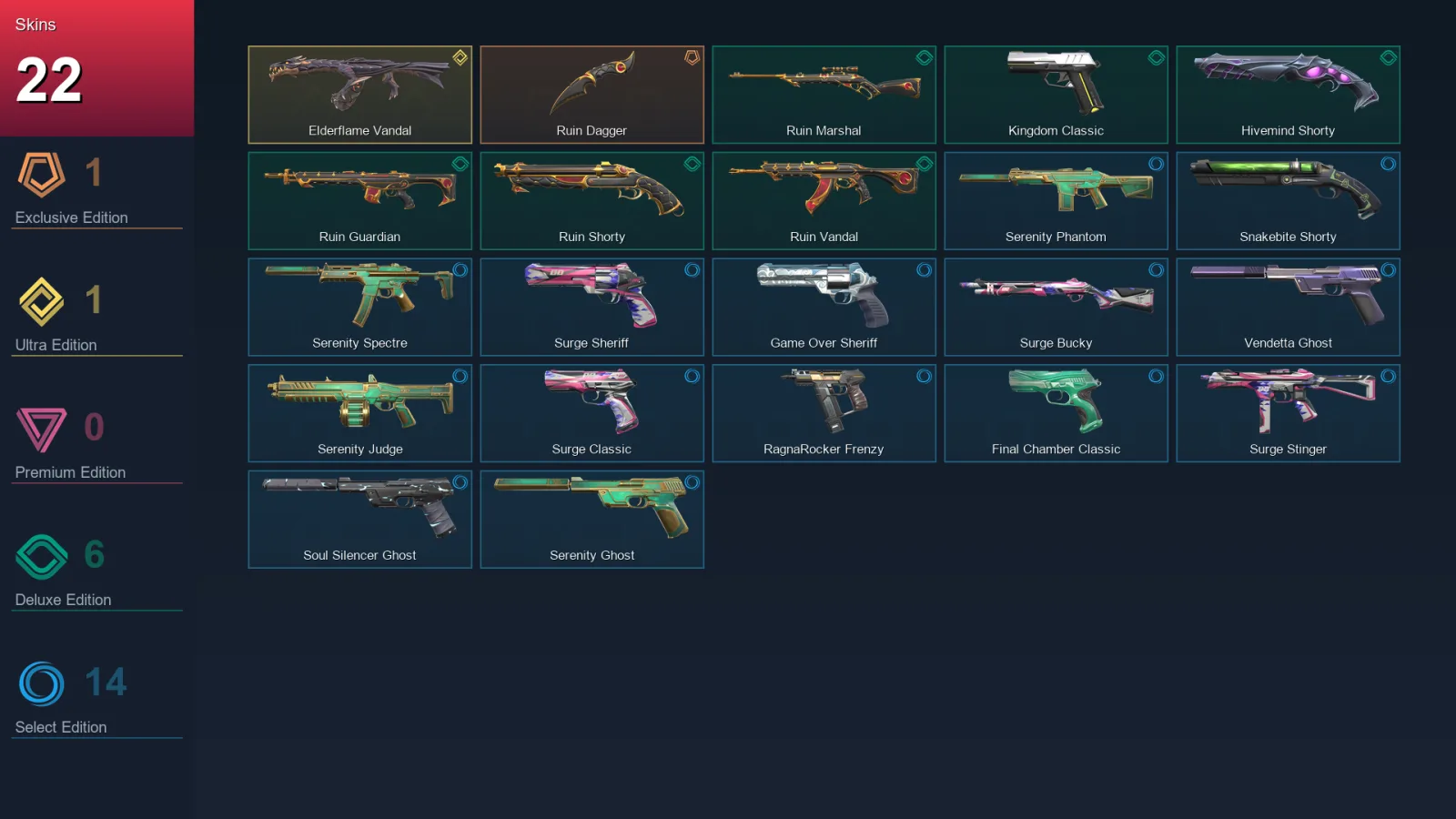 AP | Lv110 | Unranked | 22 Skin | 16 Agent | 40 Buddy — Valorant account