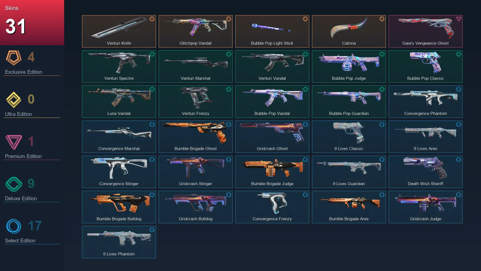 EU | Venturi Knife | Glitchpop Vandal | Bubble Pop Light Stick | Catrina | 31 Skin | 16 Agent | 45 Buddy | Lv60
