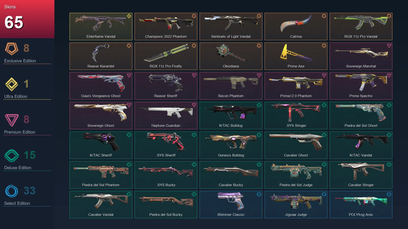 EU | Lv117 | Unranked | 65 Skin | 26 Agent | 62 Buddy