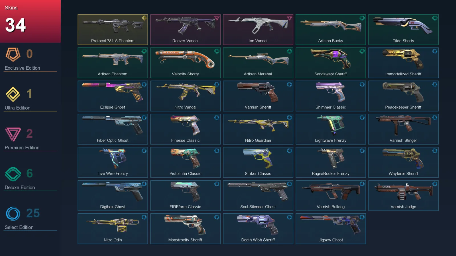 AP | Lv262 | Unranked | 34 Skin | 26 Agent | 98 Buddy