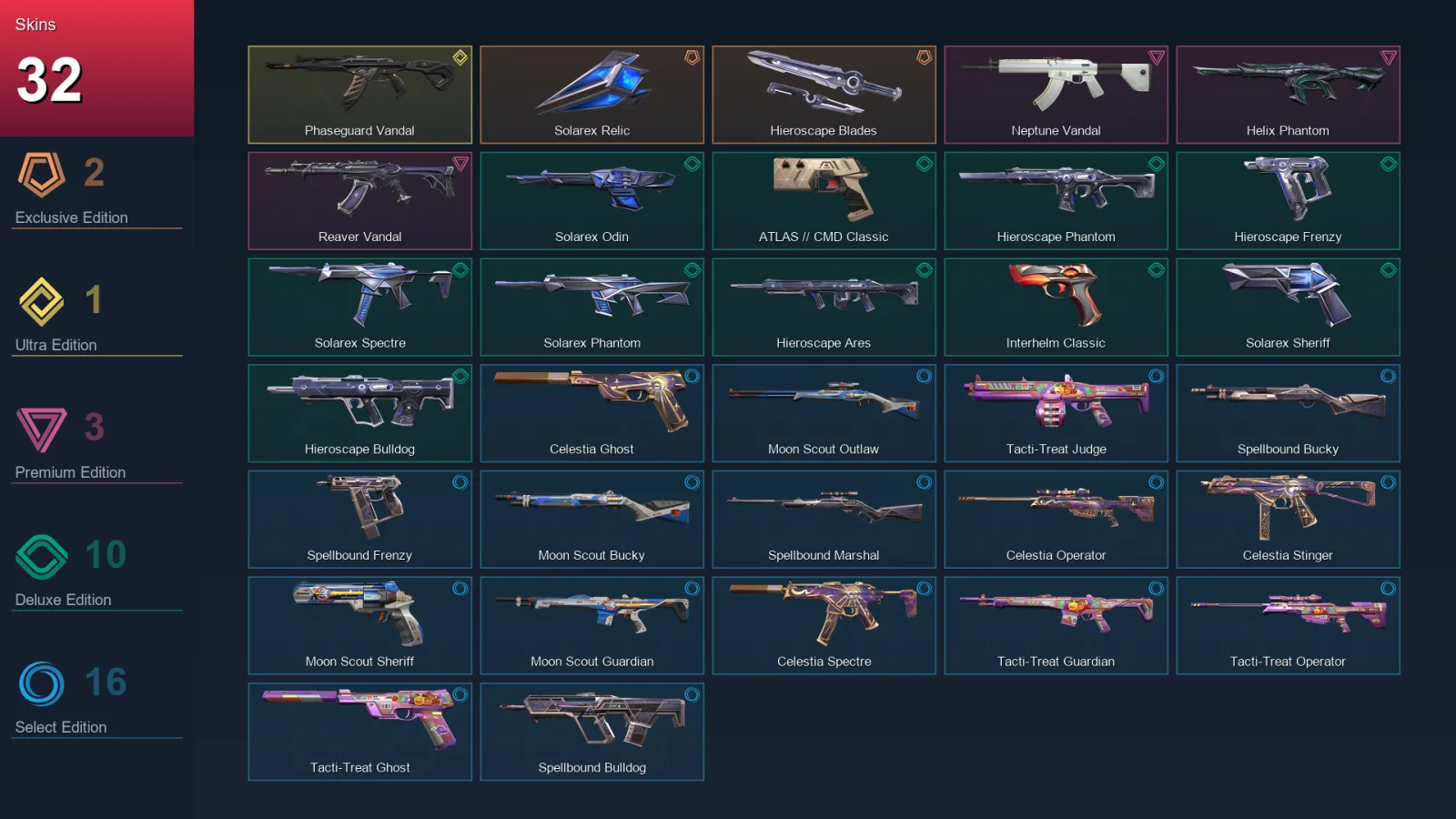 EU | Lv81 | Unranked | 32 Skin | 24 Agent | 39 Buddy — Solarex Phantom