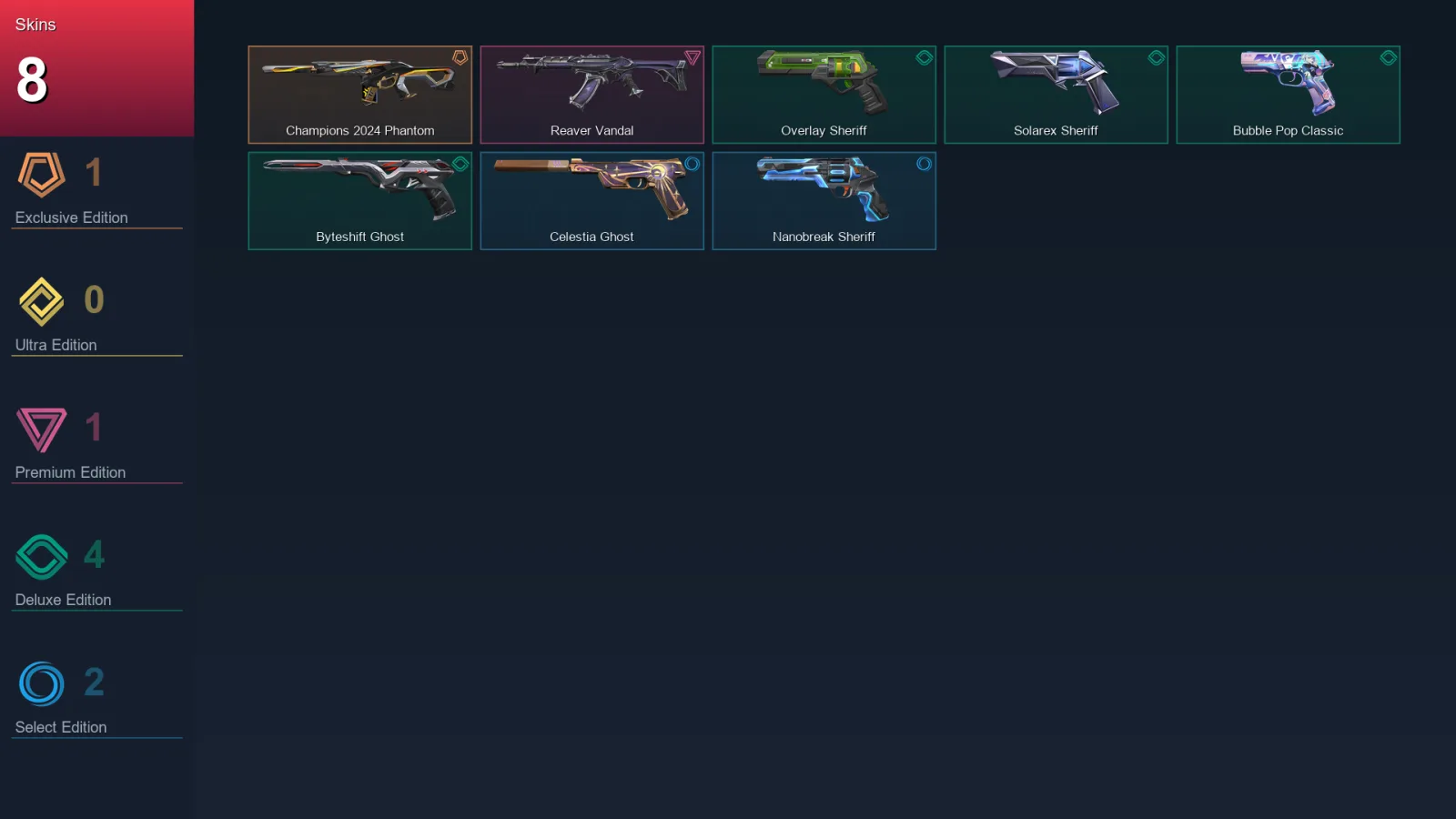 AP | Lv198 | Unranked | 8 Skin | 27 Agent | 38 Buddy — Valorant account