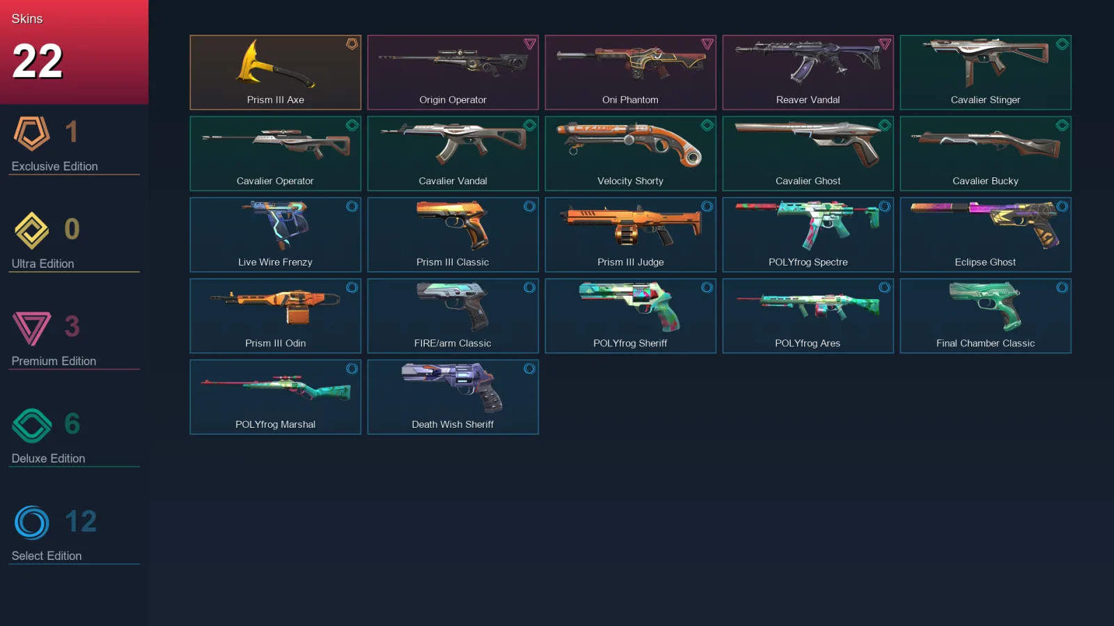AP | Lv115 | Unranked | 22 Skin | 19 Agent | 57 Buddy
