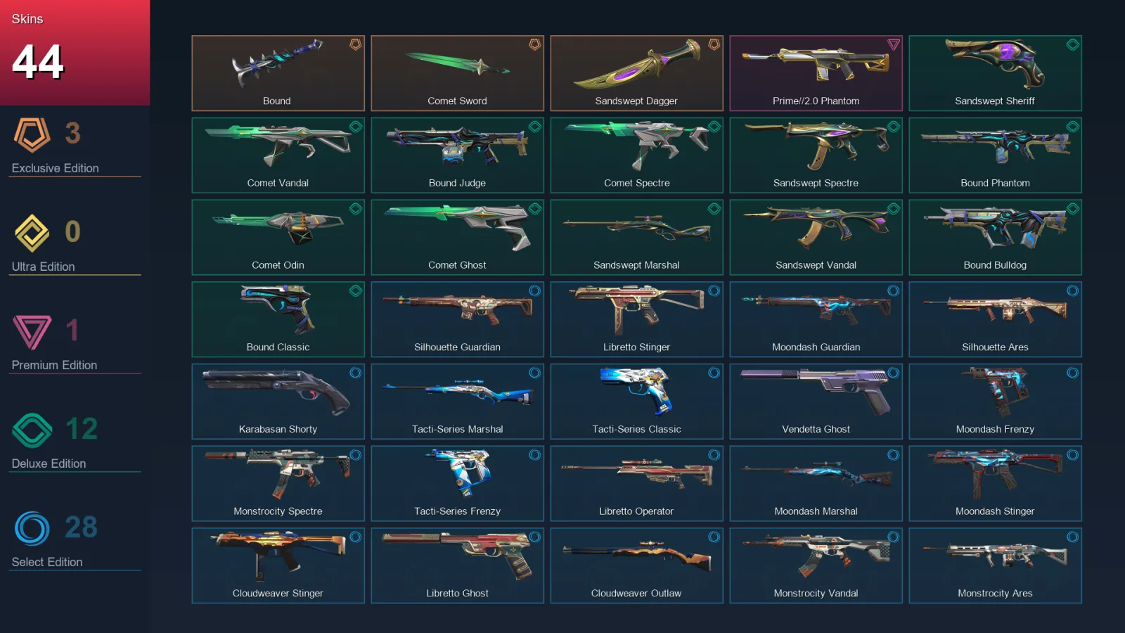 EU | Lv126 | Unranked | 44 Skin | 24 Agent | 70 Buddy — Unranked / Smurf Valorant