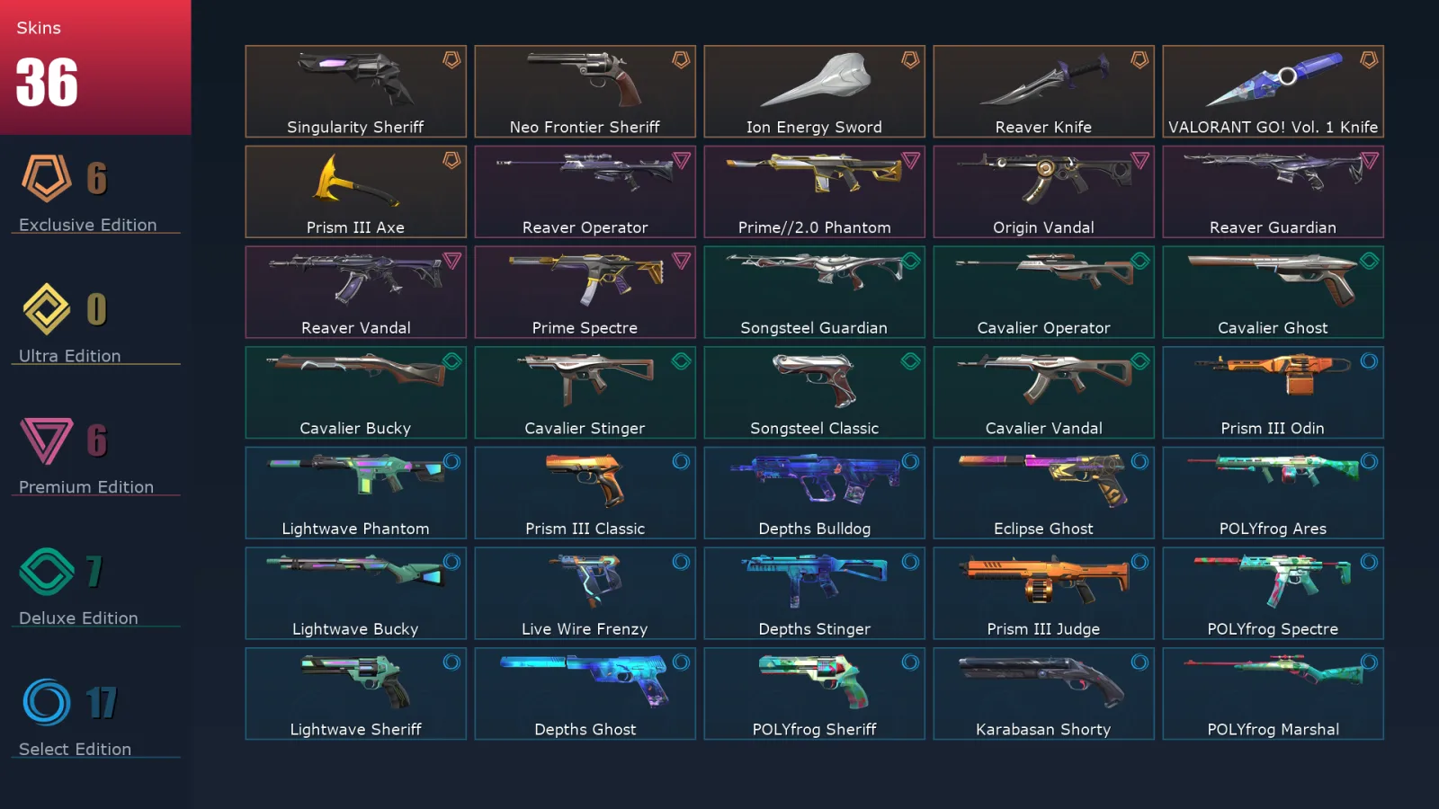 [Valorant] | EU | Level 105 | 26 Agents | 36 Skins