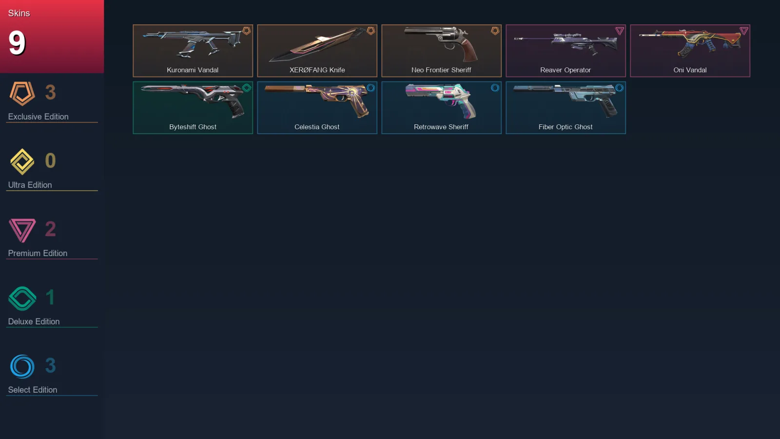 EU | Kuronami Vandal | XERØFANG Knife | Neo Frontier Sheriff | Reaver Operator | 9 Skin | 28 Agent | 43 Buddy | Lv145