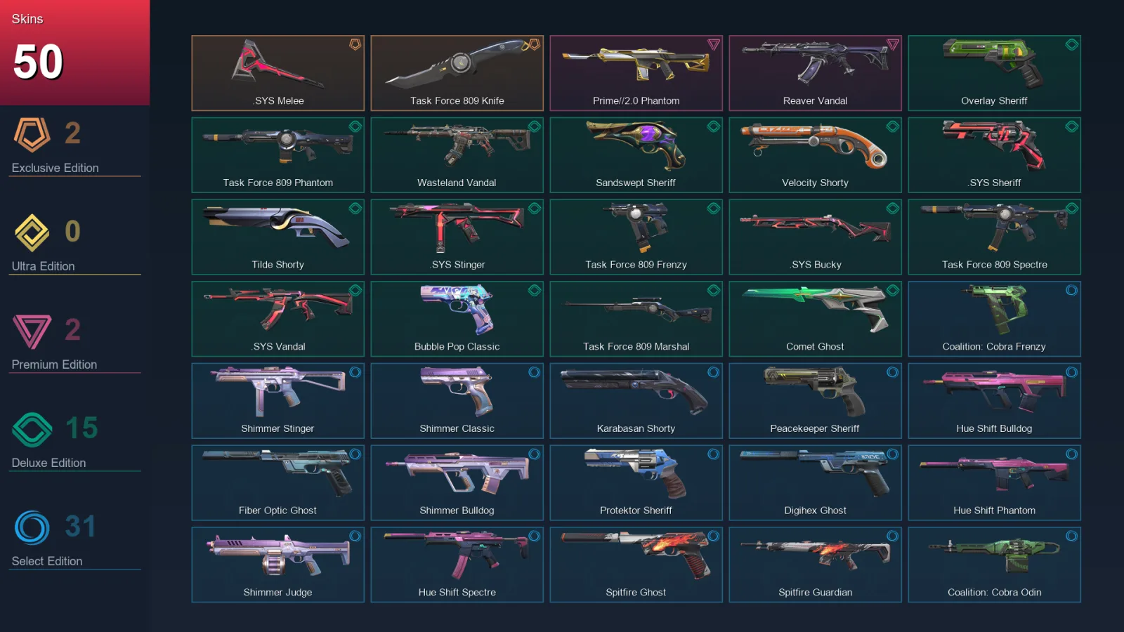 EU | Lv351 | Unranked | 50 Skin | 27 Agent | 130 Buddy