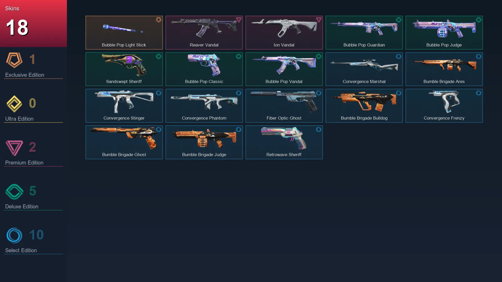 AP | Bubble Pop Light Stick | Reaver Vandal | Ion Vandal | Bubble Pop Guardian | 18 Skin | 27 Agent | 48 Buddy | Lv129
