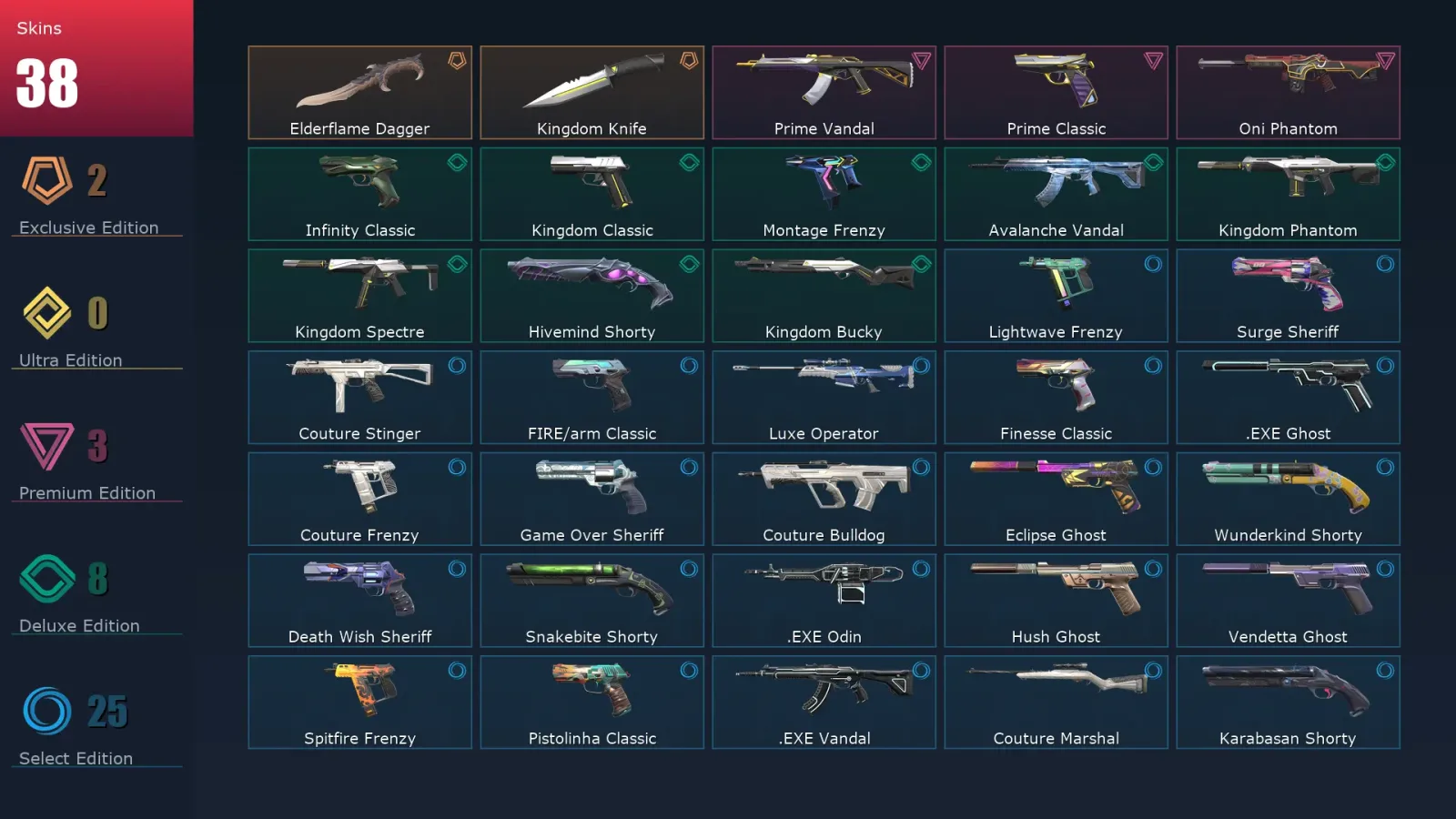 [Valorant] | EU | Level 223 | 28 Agents | 38 Skins — Valorant account