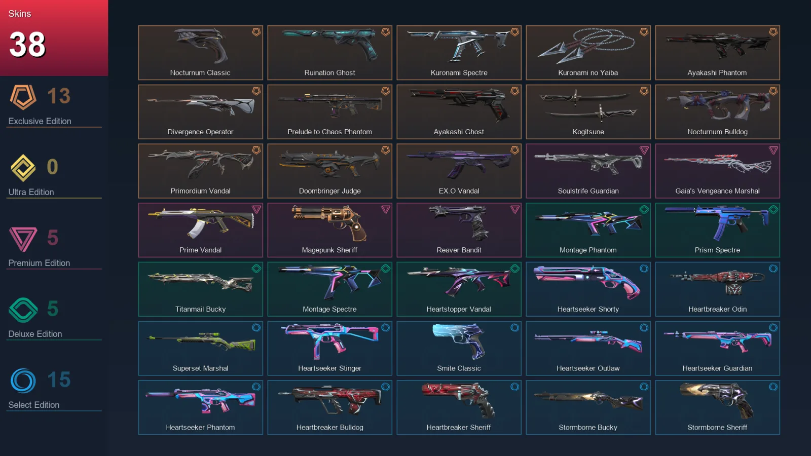 EU | Lv31 | Unranked | 38 Skin | 11 Agent | 18 Buddy — Unranked / Smurf Valorant