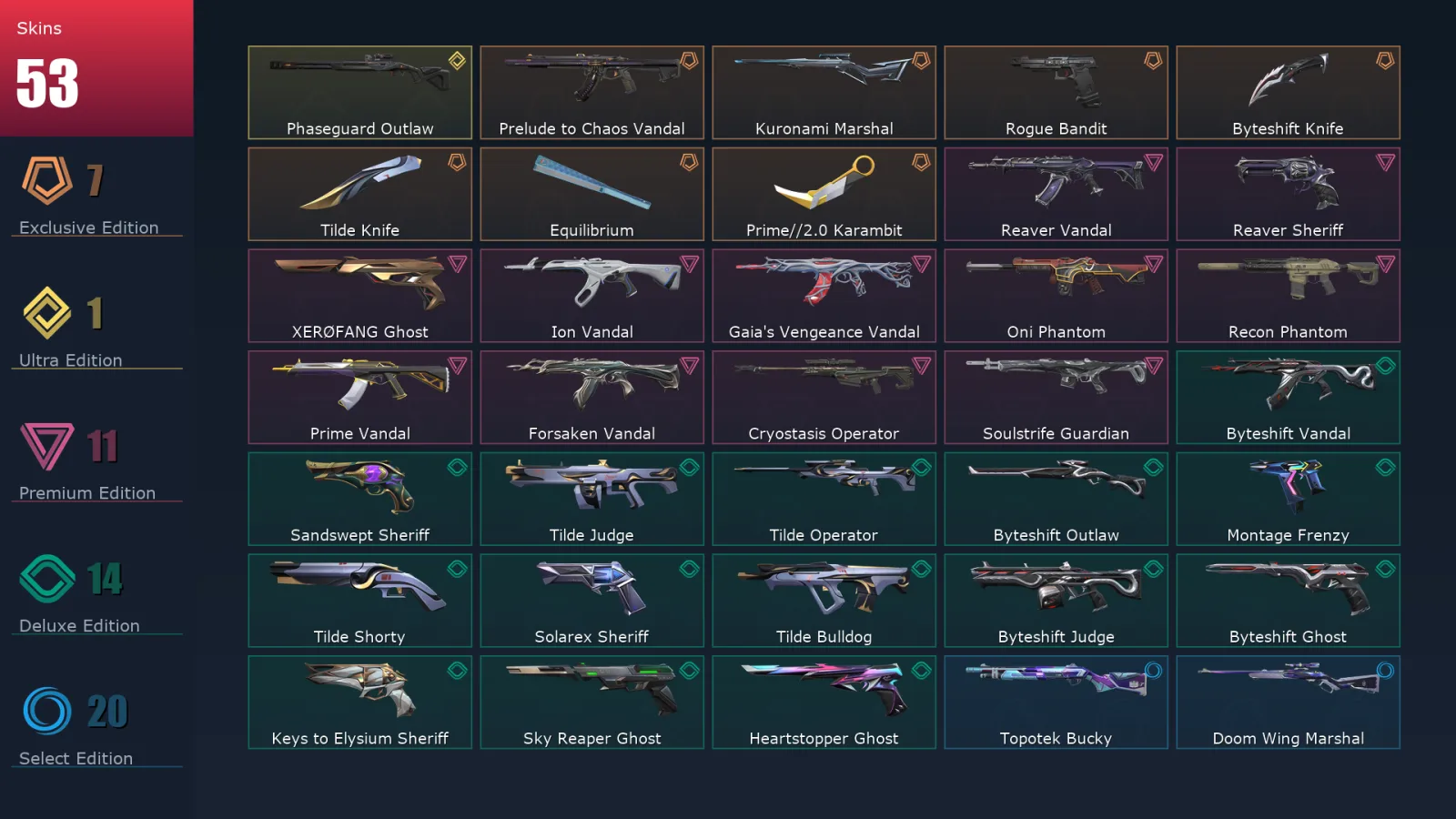 [Valorant] | EU | Level 303 | Diamond 1 | 29 Agents | 53 Skins