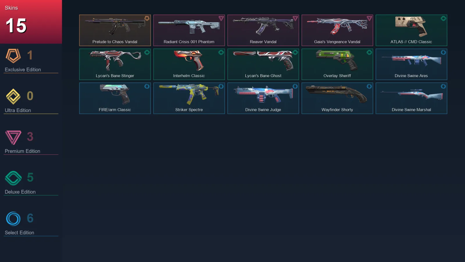 EU | Lv123 | Unranked | 15 Skin | 28 Agent | 61 Buddy