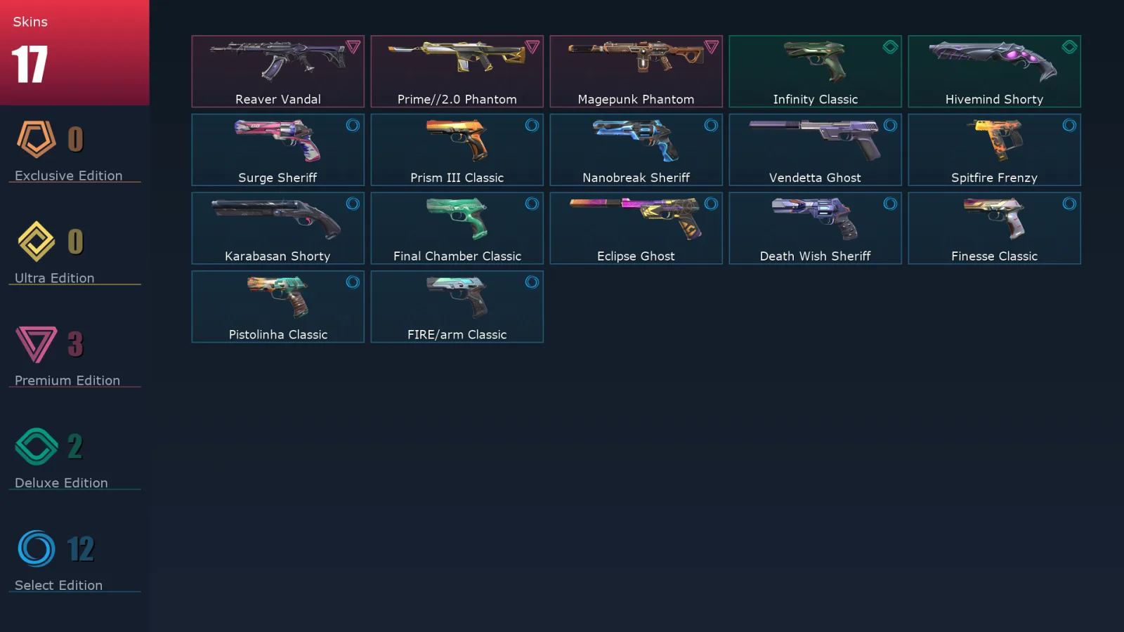 [Valorant] | EU | Level 203 | 28 Agents | 17 Skins